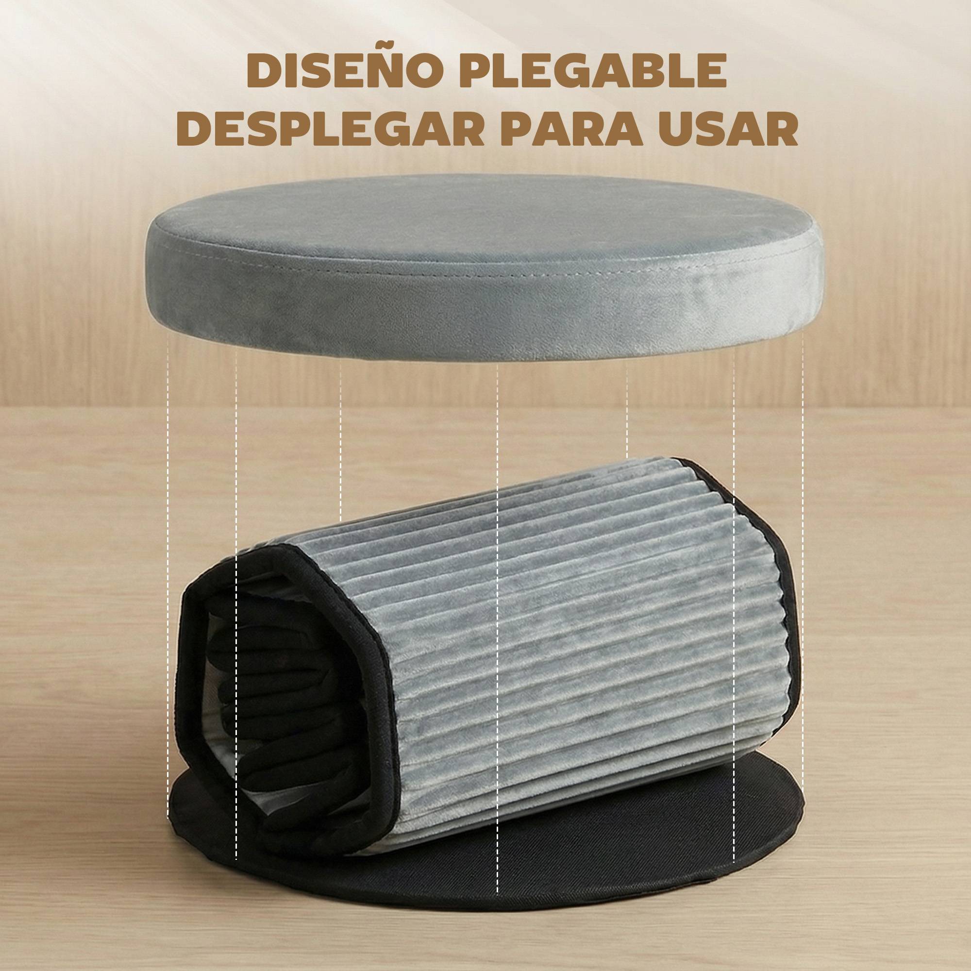 Banc coffre ottoman pliable, 35 L, 38 x 38 x 38 cm, revêtement en velours, coffre de rangement gris foncé - Image 7