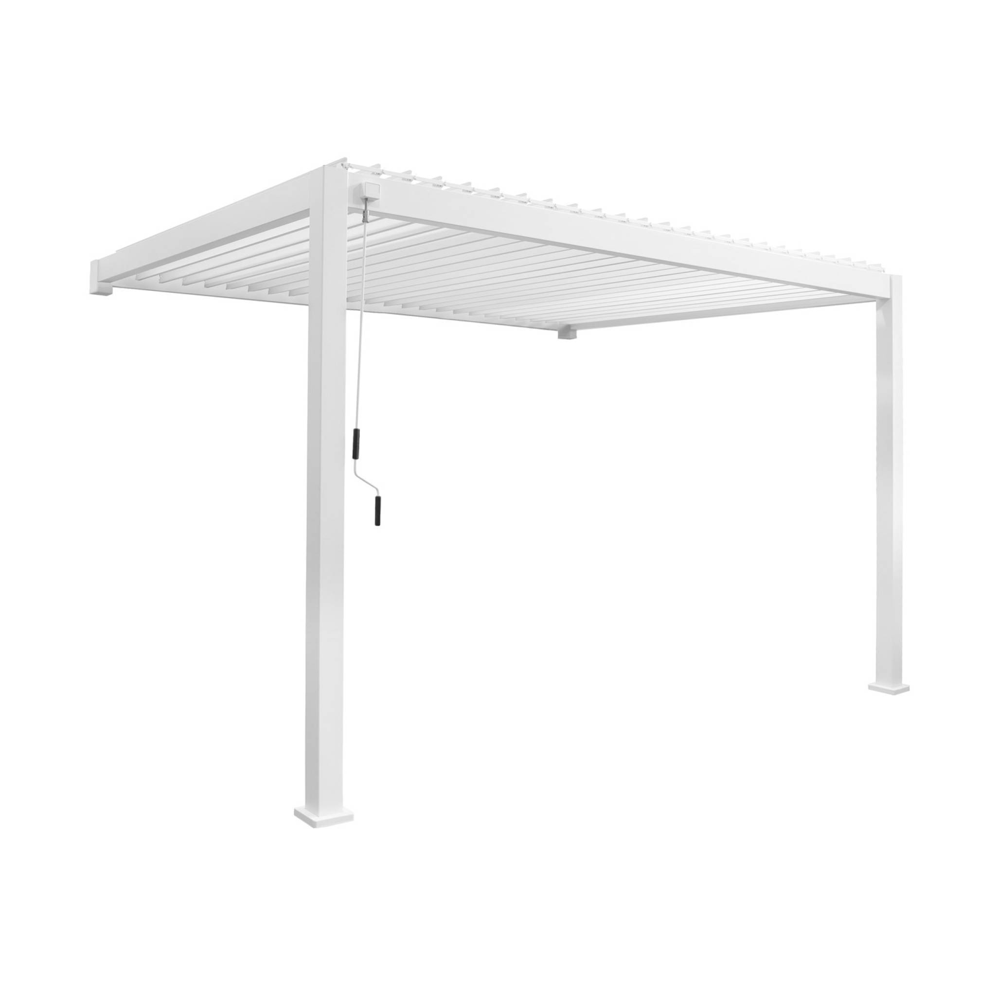 sweeek - Pergola bioclimatique aluminium blanc adossée lames orientables 4x3m Triomphe | sweeek - Image 1