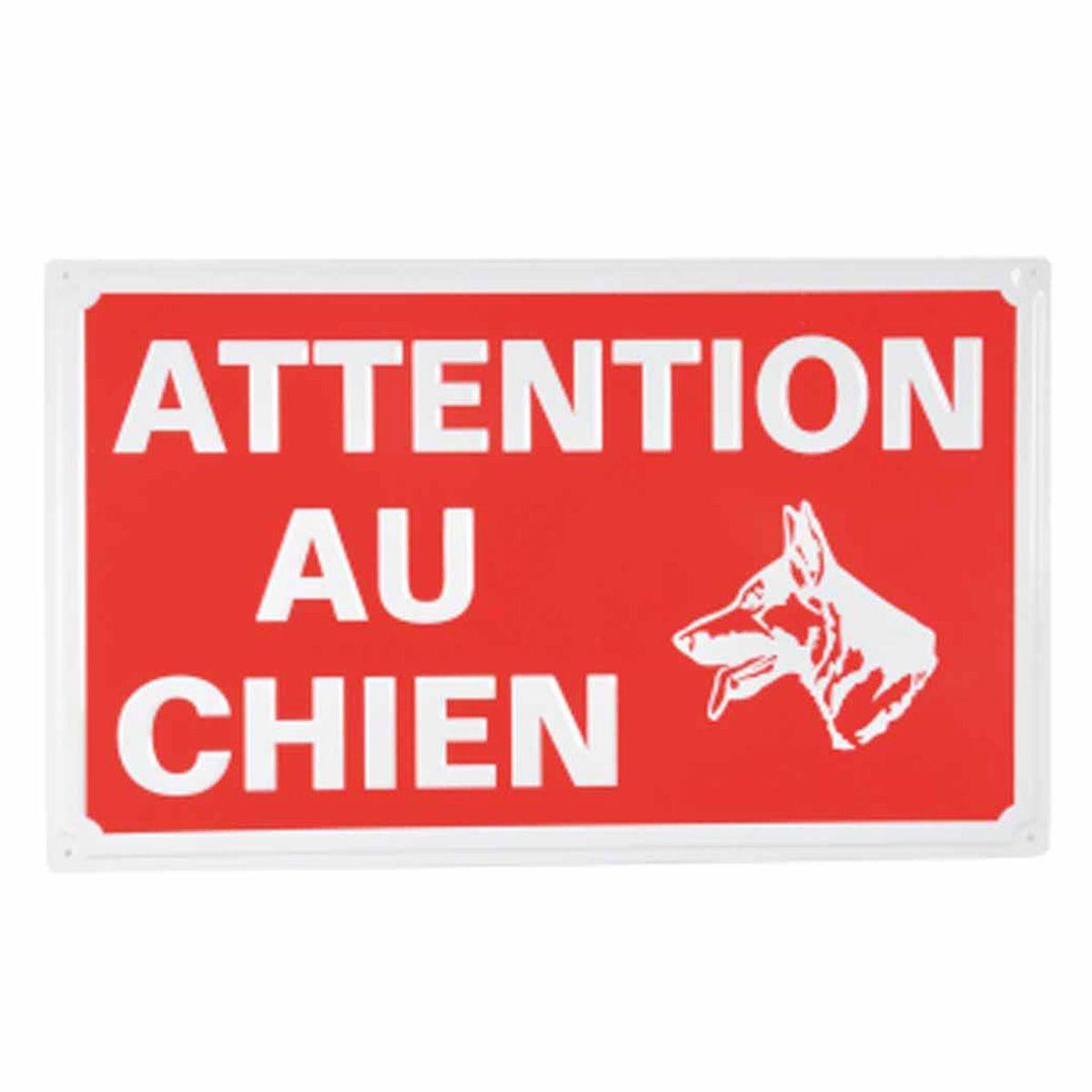 Love Story - Plaque Décorative "Attention au Chien" 33cm Rouge