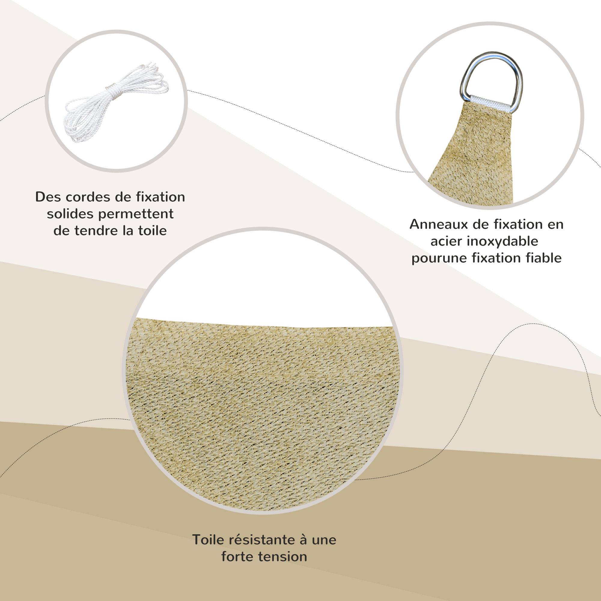 Outsunny - Voile d'ombrage rectangulaire 3x4m Haute densité Protection UV Avec sac de rangement polyéthylène sable - HOMCOM - Image 6