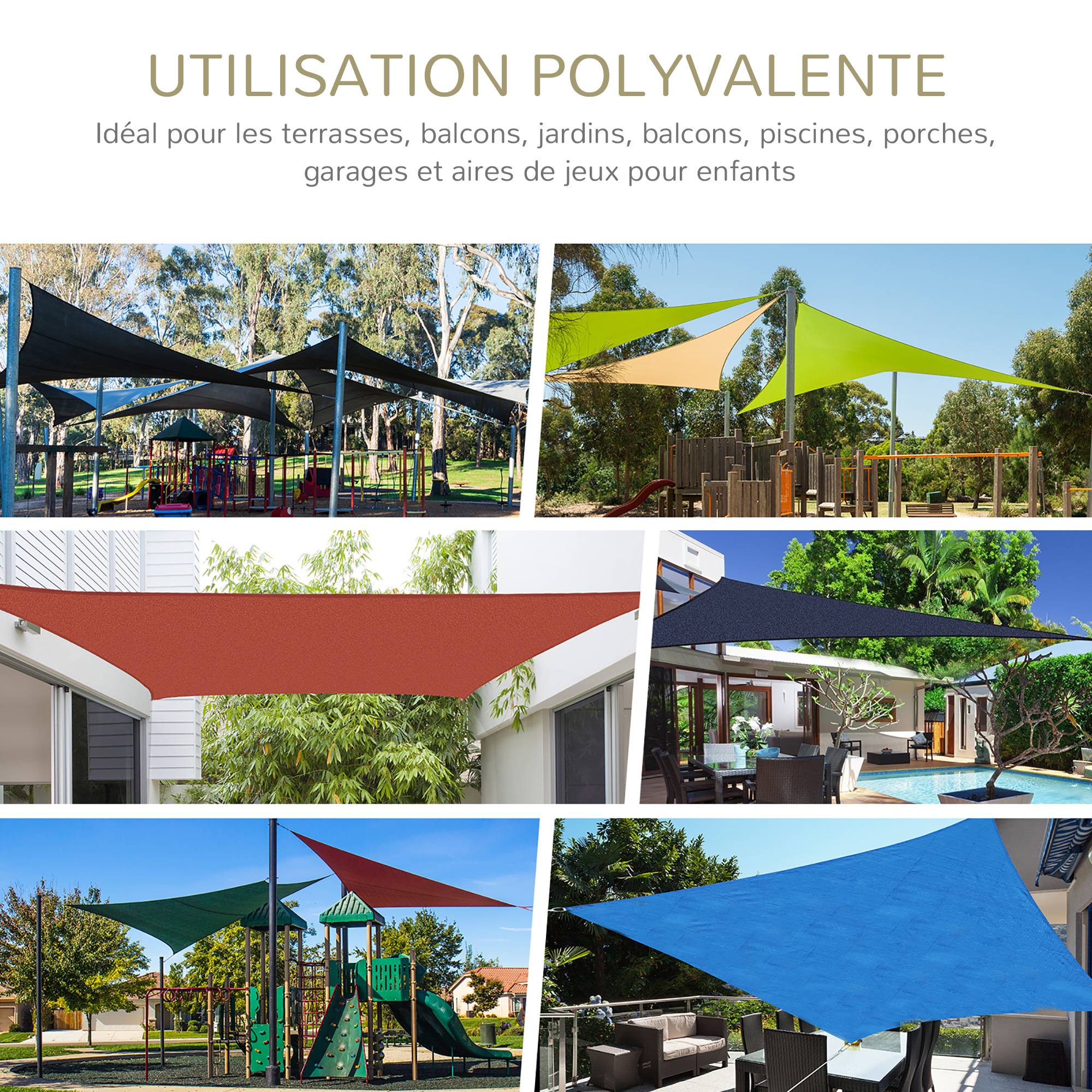 Outsunny - Voile d'ombrage rectangulaire 3x4m Haute densité Protection UV Avec sac de rangement polyéthylène sable - HOMCOM - Image 4