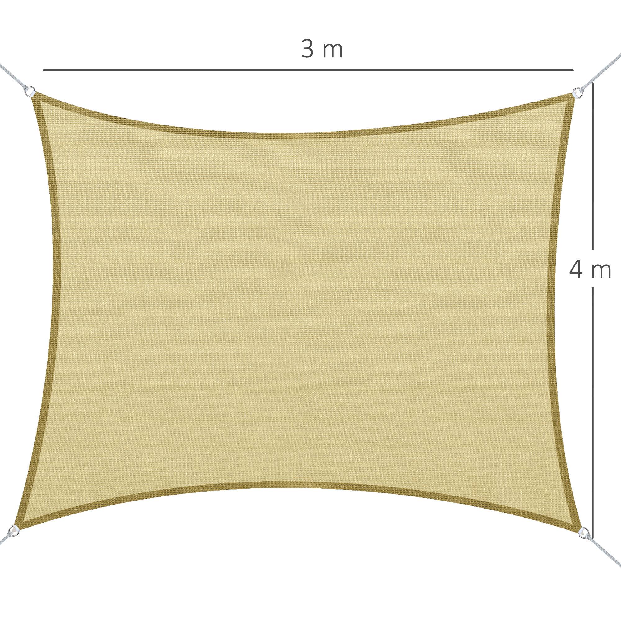 Outsunny - Voile d'ombrage rectangulaire 3x4m Haute densité Protection UV Avec sac de rangement polyéthylène sable - HOMCOM - Image 3
