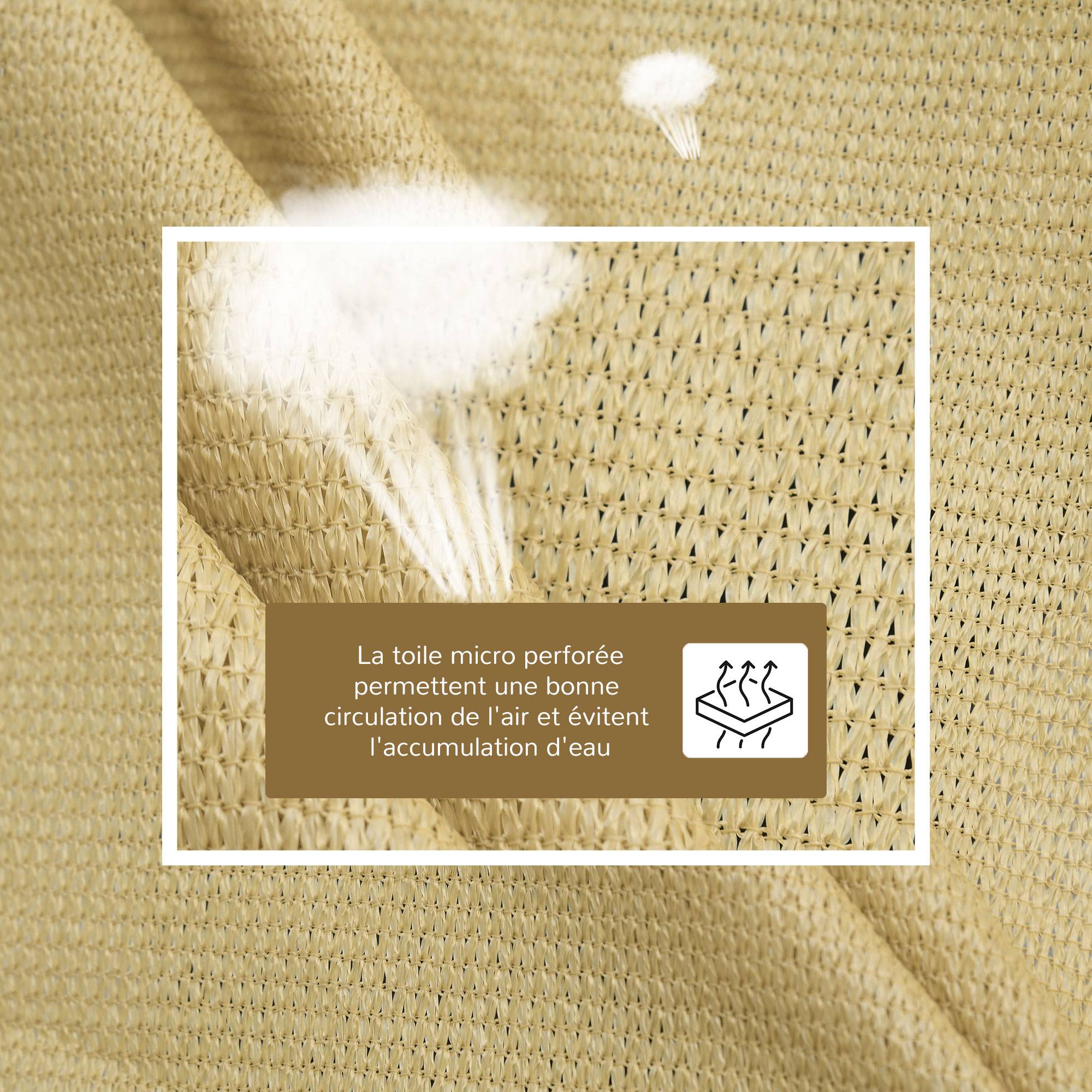 Outsunny - Voile d'ombrage rectangulaire 3x4m Haute densité Protection UV Avec sac de rangement polyéthylène sable - HOMCOM - Image 8