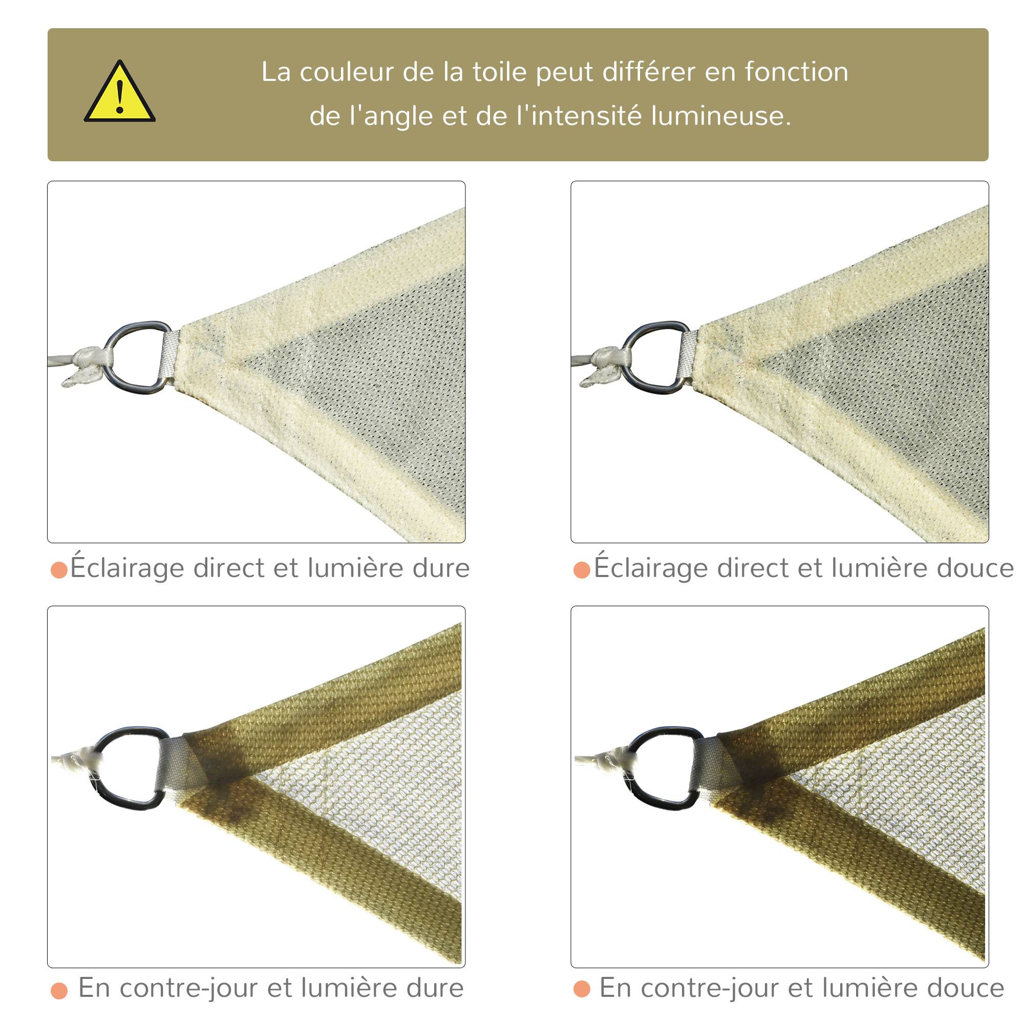 Outsunny - Voile d'ombrage rectangulaire 3x4m Haute densité Protection UV Avec sac de rangement polyéthylène sable - HOMCOM - Image 7