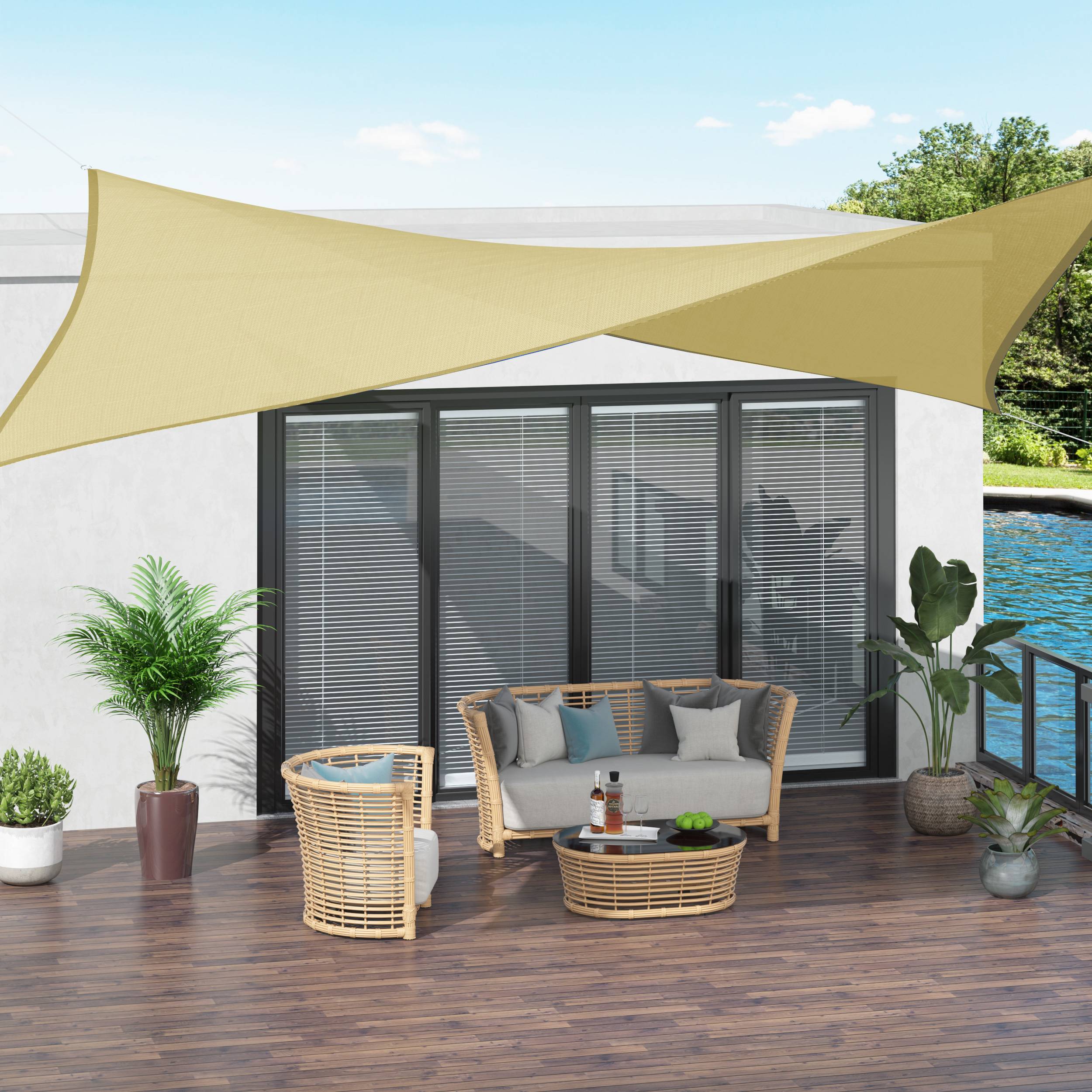Outsunny - Voile d'ombrage rectangulaire 3x4m Haute densité Protection UV Avec sac de rangement polyéthylène sable - HOMCOM - Image 2