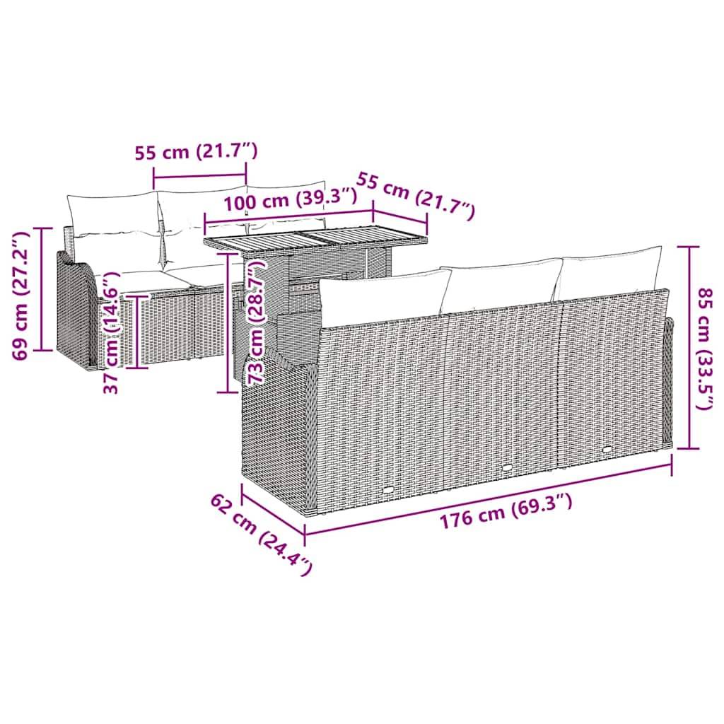 Salon de jardin 6 places en poly rotin modulable avec rangements intégrés pour terrasse Beige – ComfortXL Outdoor Living - Image 5