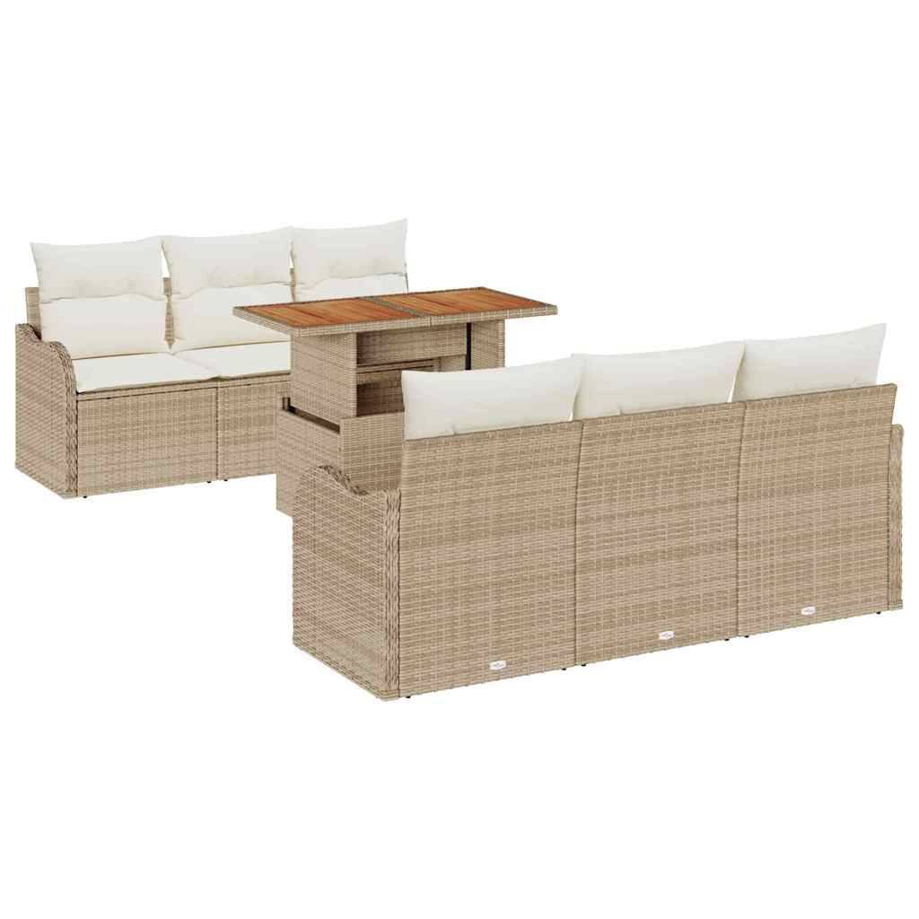 Salon de jardin 6 places en poly rotin modulable avec rangements intégrés pour terrasse Beige – ComfortXL Outdoor Living - Image 2