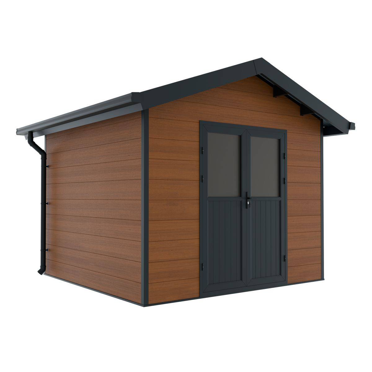 Direct Abris - Abri de Jardin Composite ISORA - 9m2 Brun - Cabane Atelier / Abri Velo - Image 3