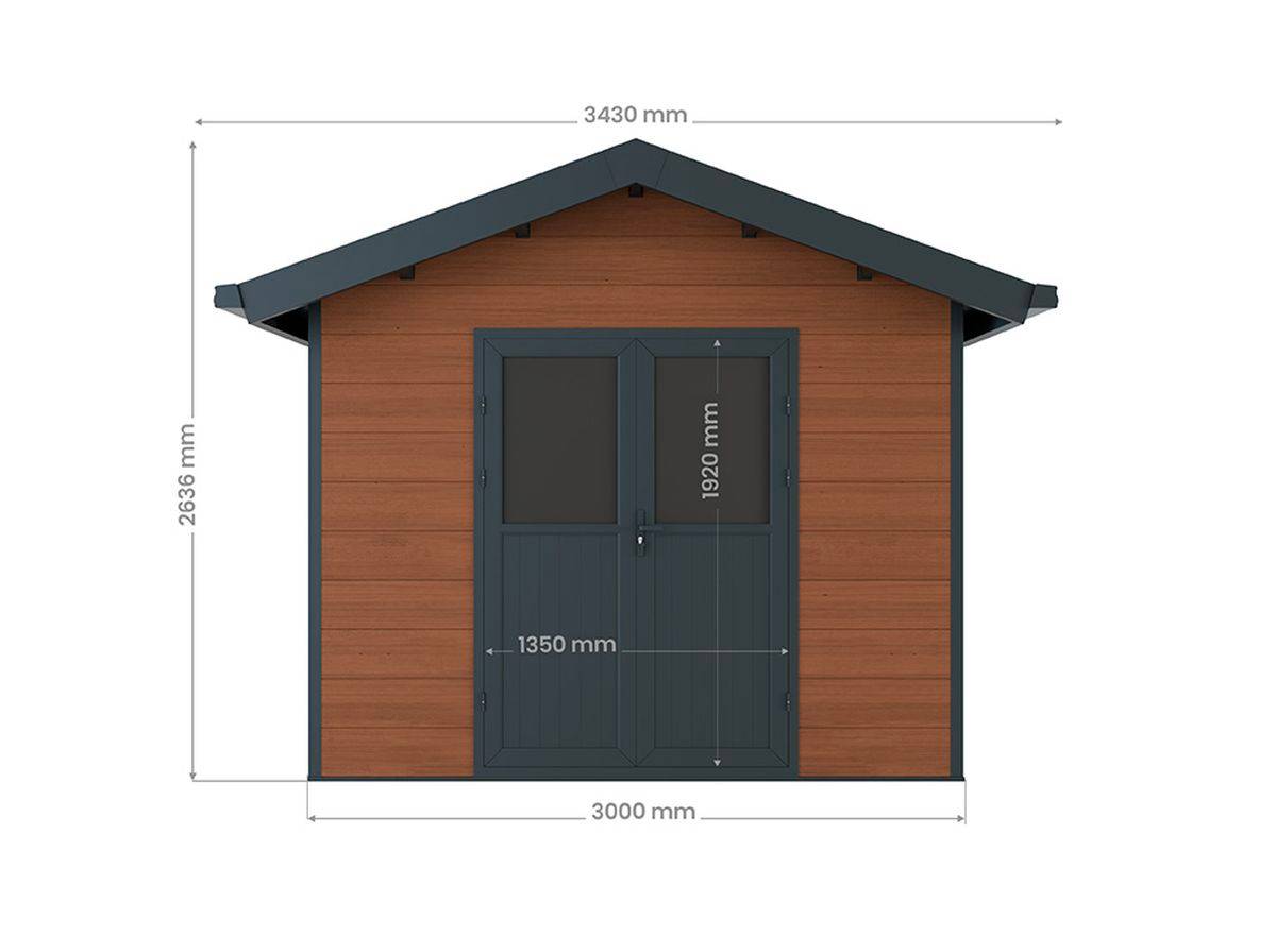 Direct Abris - Abri de Jardin Composite ISORA - 9m2 Brun - Cabane Atelier / Abri Velo - Image 6
