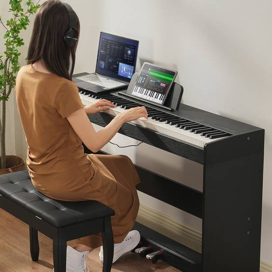VEVOR Piano numérique 88 touches pondérées, double clavier, haut-parleurs, casque, 200 sons, Bluetooth. - Image 8