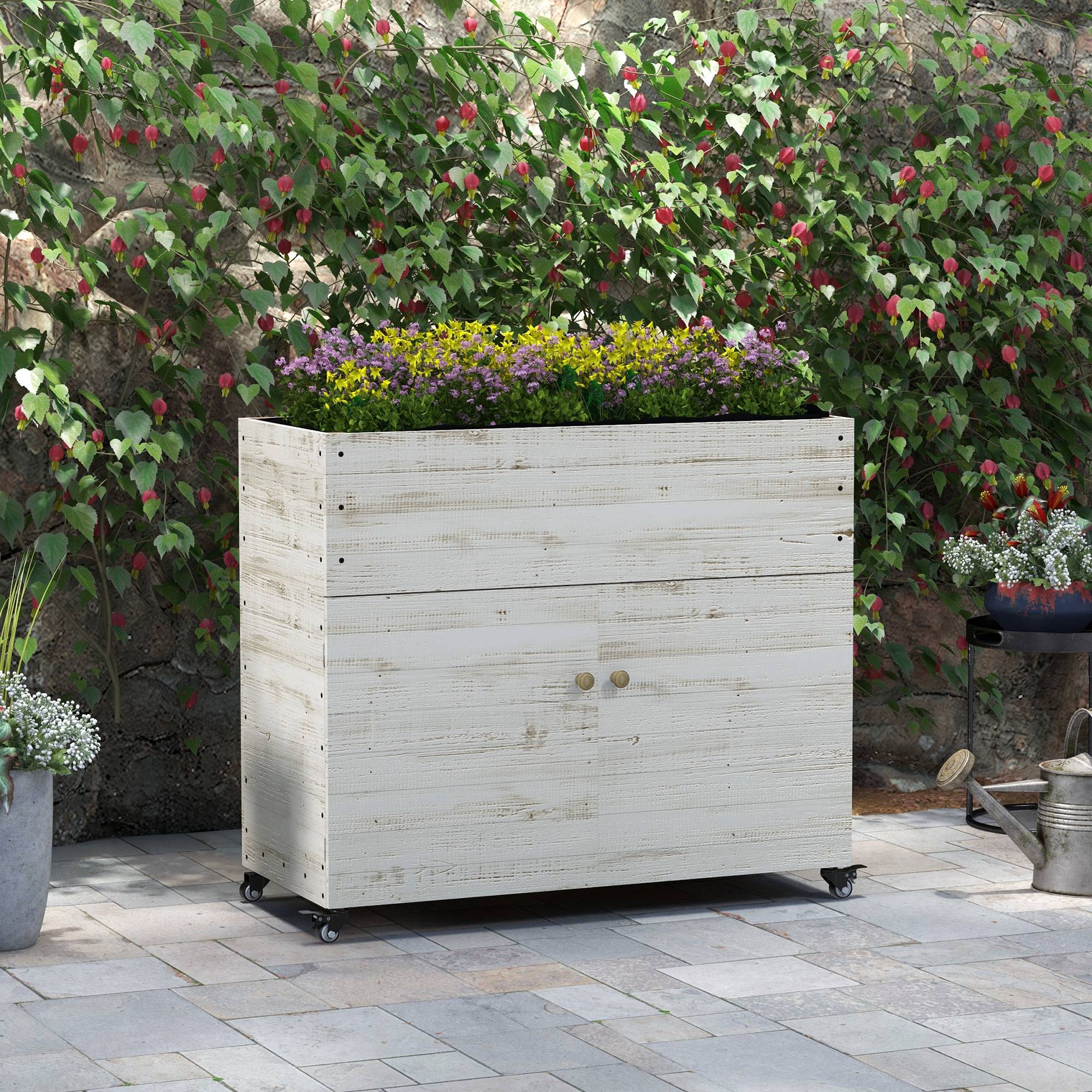 Carré potager sur pied bois blanc 110 x 50 x 95 cm - PANGIVO - Image 3
