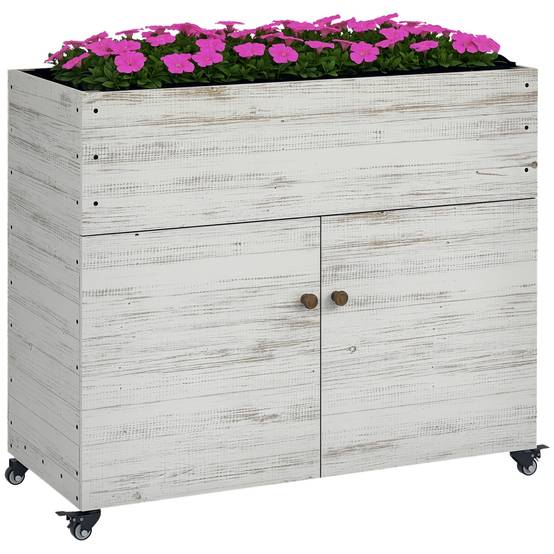 Carré potager sur pied bois blanc 110 x 50 x 95 cm - PANGIVO - Image 1