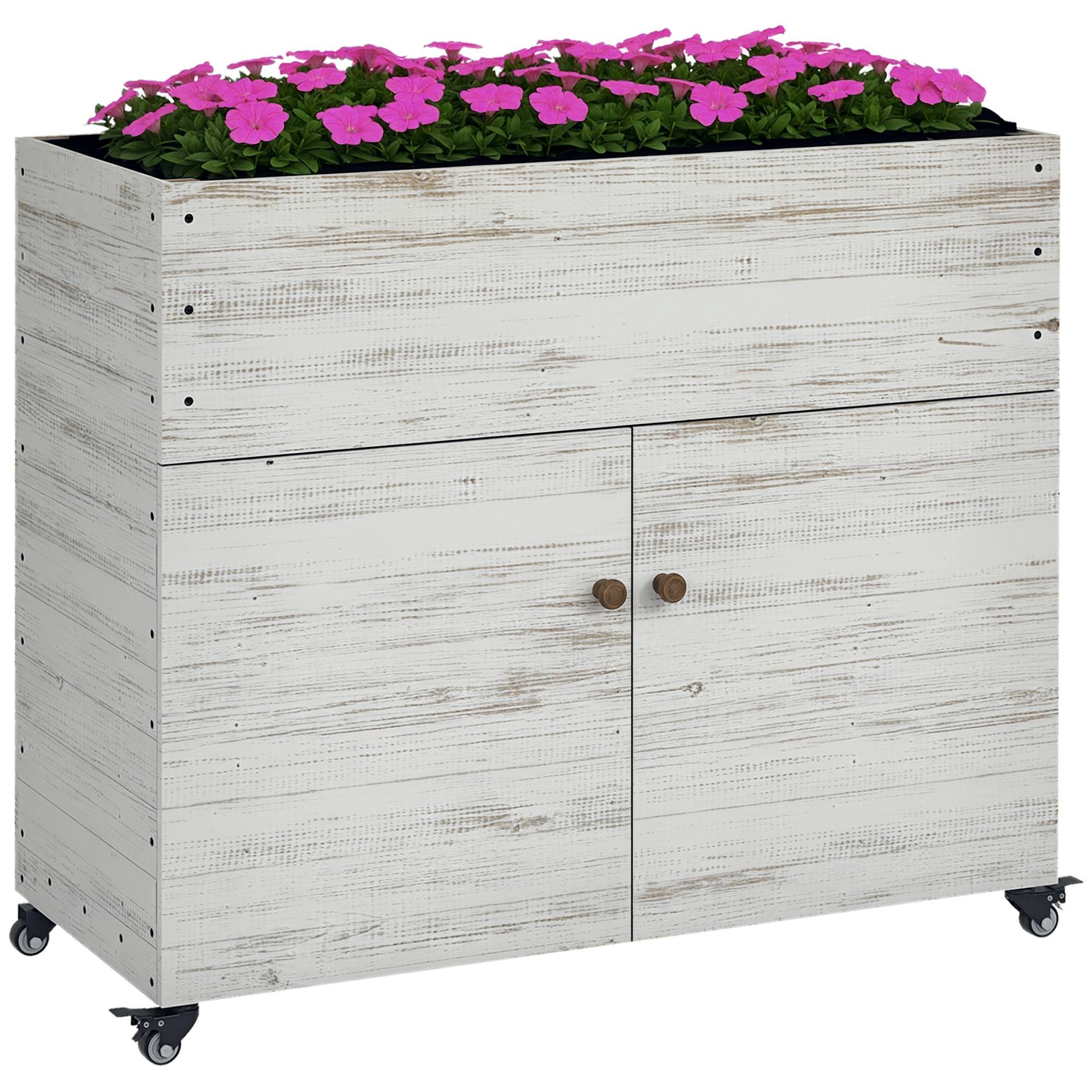 Carré potager sur pied bois blanc 110 x 50 x 95 cm - PANGIVO - Image 1