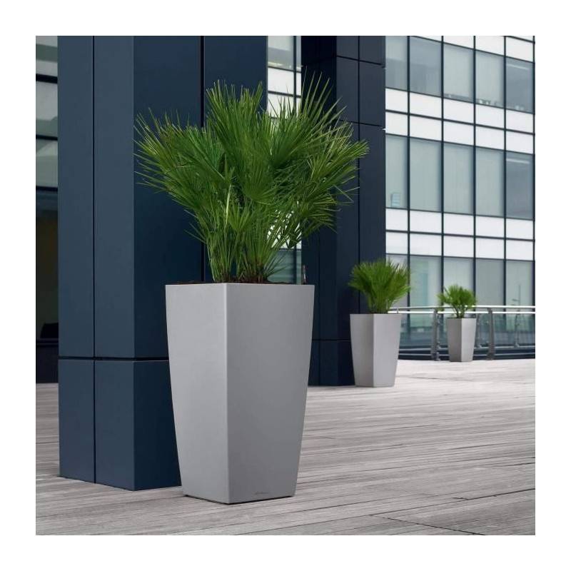 Lechuza - Pot De Fleur - Lec - Cubico Premium 50 - Argent Métallisé - Résistant Aux Intempéries - Image 5