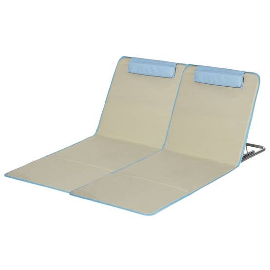 Lot 2 tapis de plage en tissu Oxford dossier réglable 124x53x45cm beige - ComfortXL Outdoor Living - Image 2