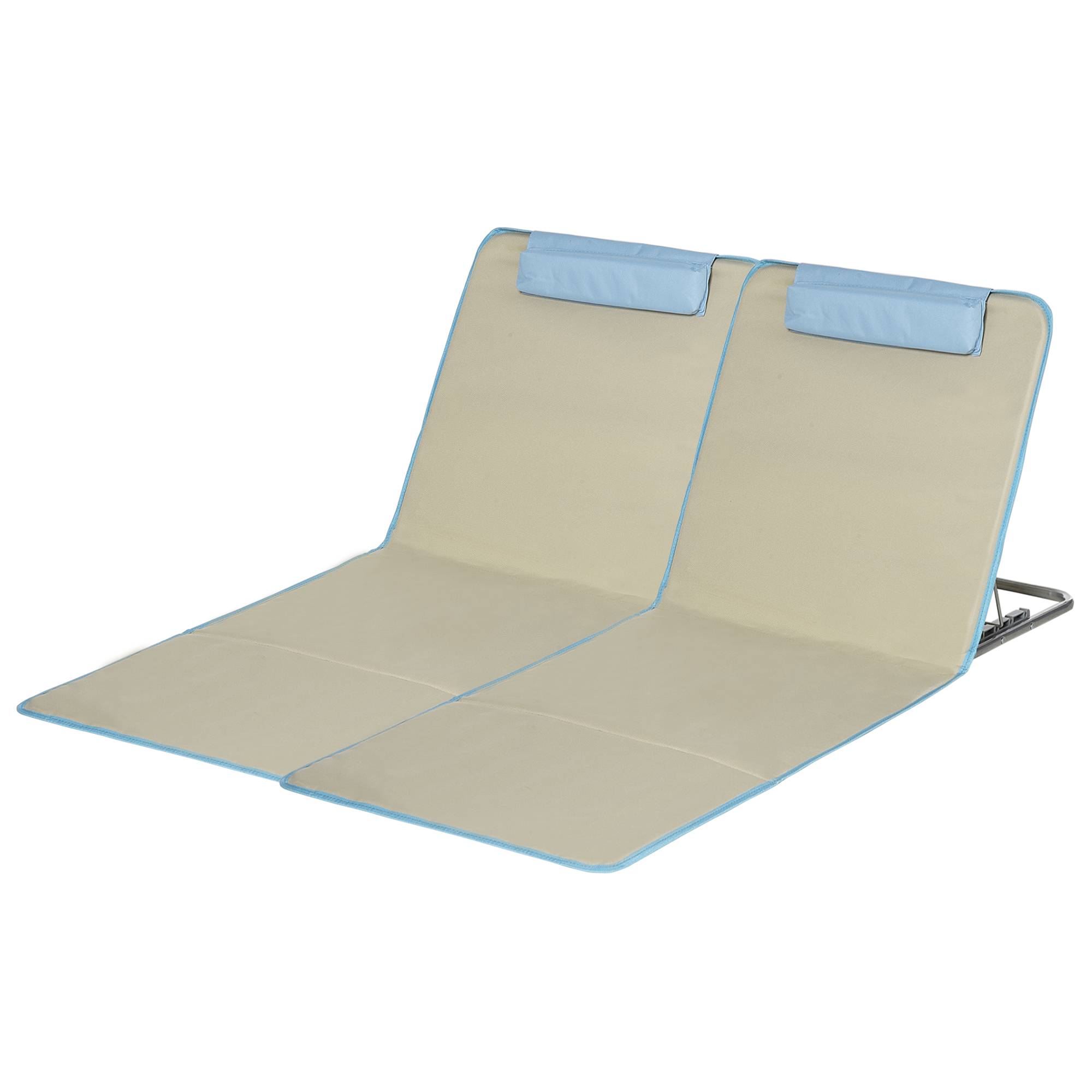Lot 2 tapis de plage en tissu Oxford dossier réglable 124x53x45cm beige - ComfortXL Outdoor Living - Image 2
