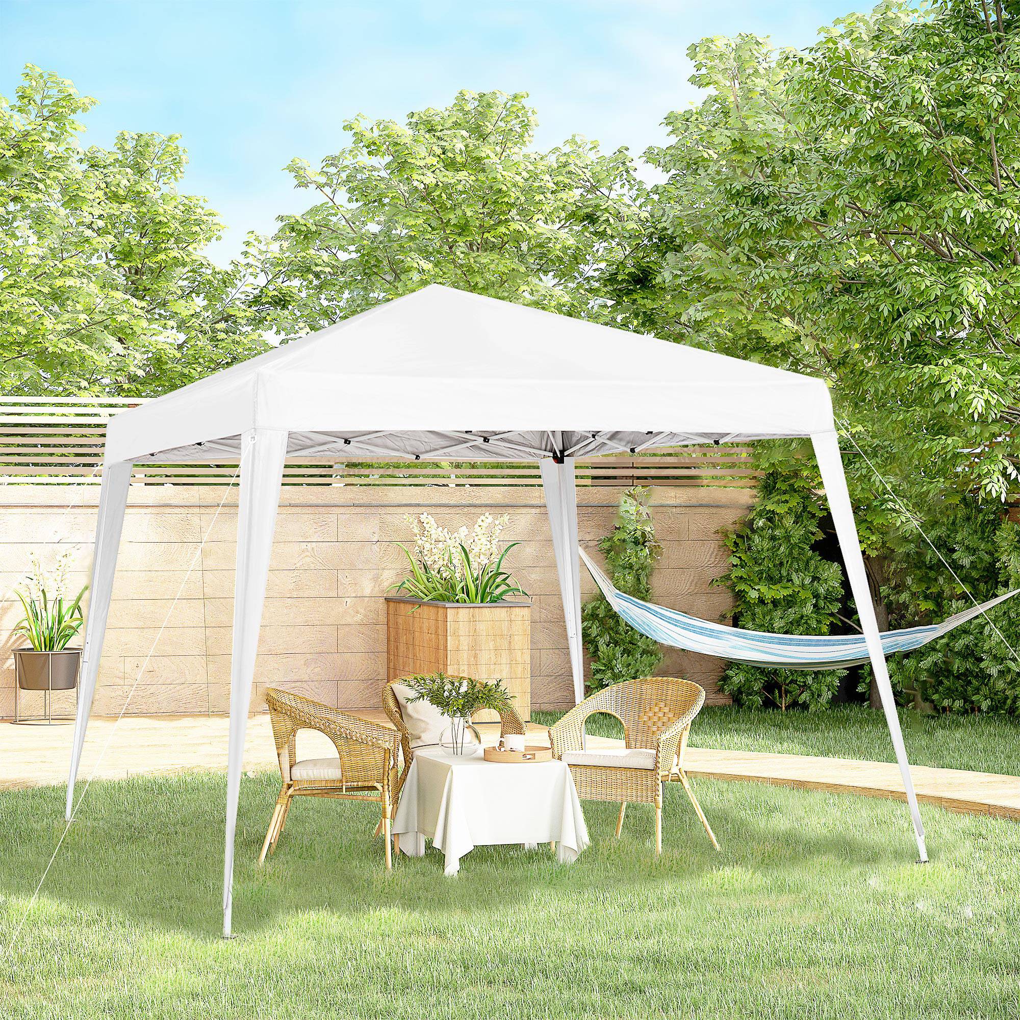 Tente blanche 2,4x2,4 m pliante imperméable pour extérieur, abri design sobre pour terrasse pratique et rapide à installer - Image 4