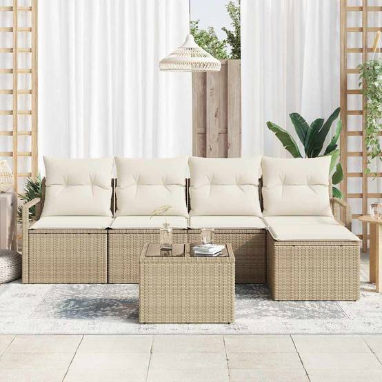 Salon Bas Confort 6 pcs Polyrotin Beige et Crème Idéal Apéritif et Détente Jardin – ComfortXL Outdoor Living - Image 3