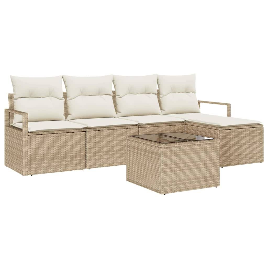 Salon Bas Confort 6 pcs Polyrotin Beige et Crème Idéal Apéritif et Détente Jardin – ComfortXL Outdoor Living - Image 2