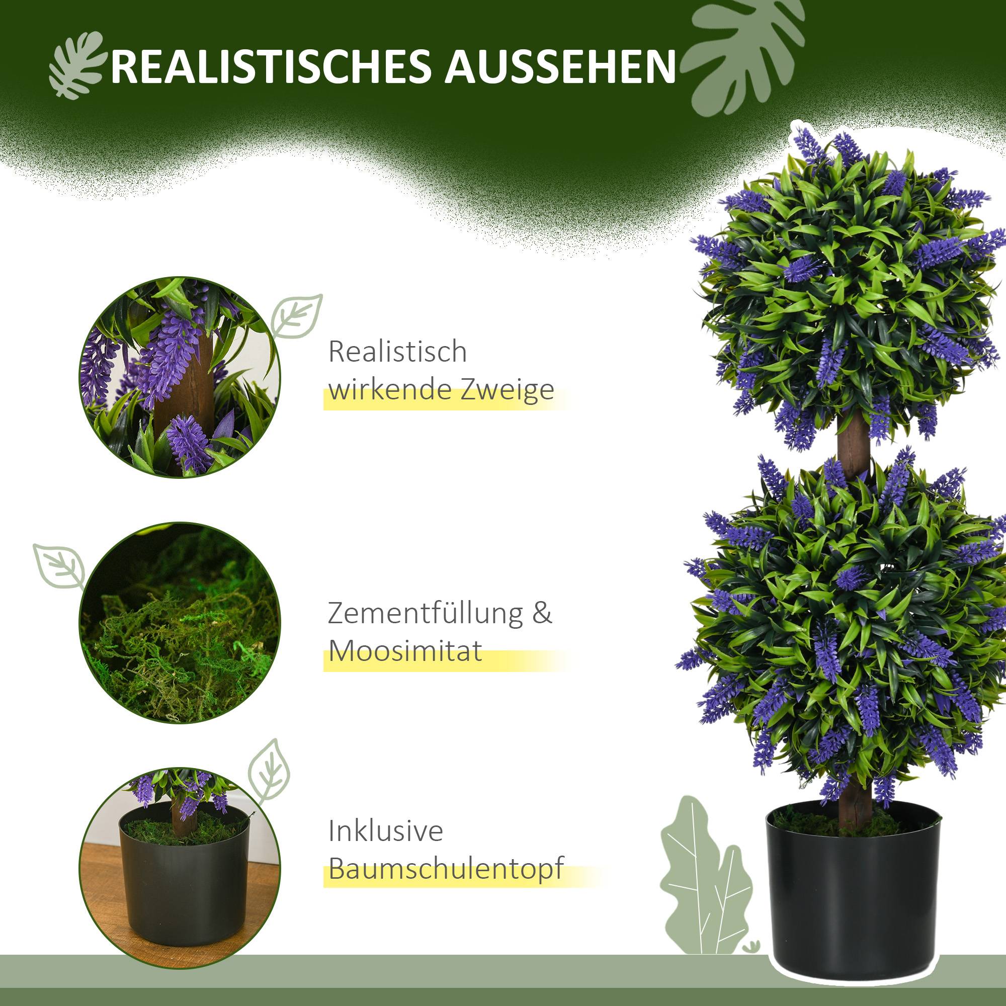 Lot de 2 plantes artificielles résistantes UV en pot, 70 cm, salon, jardin - Image 7