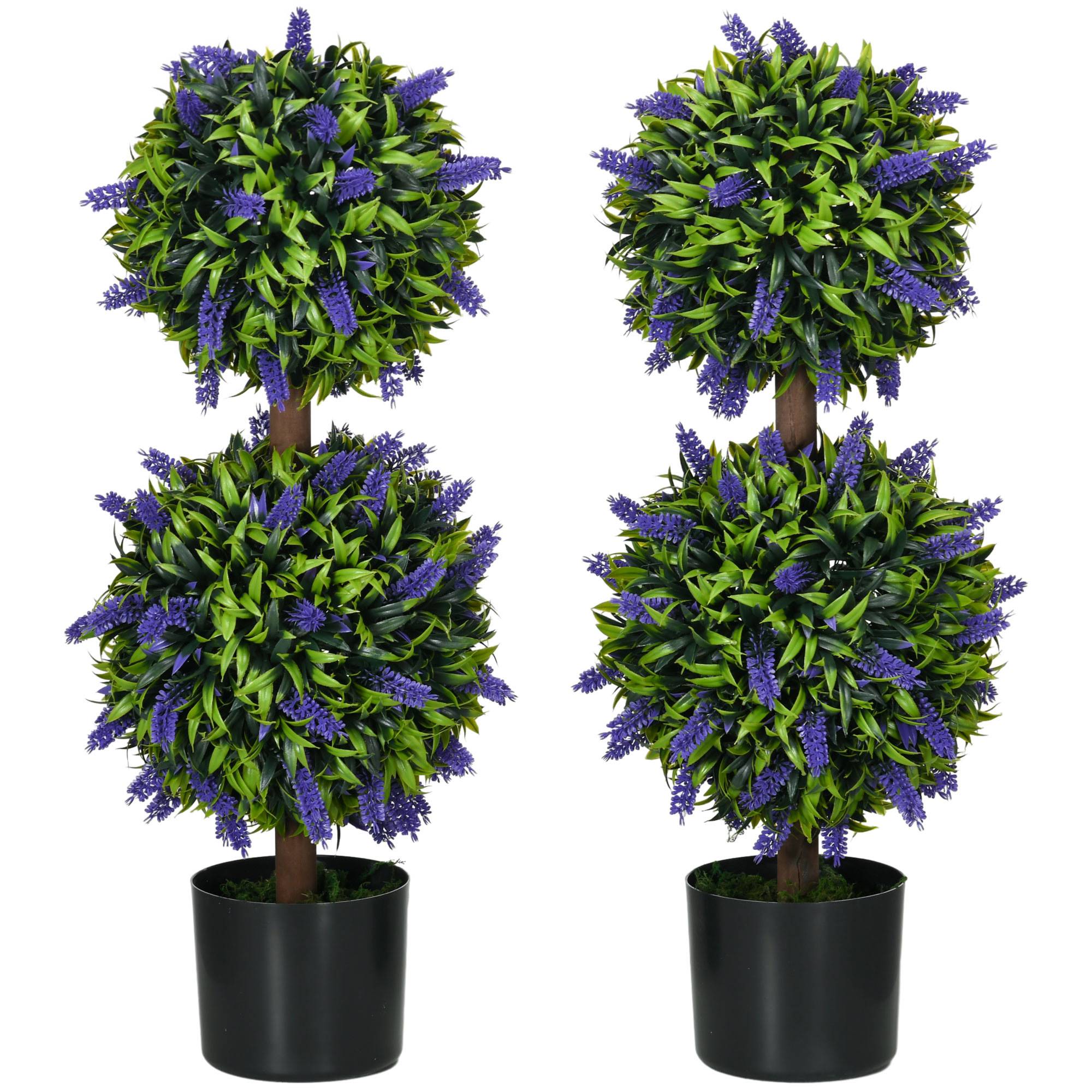Lot de 2 plantes artificielles résistantes UV en pot, 70 cm, salon, jardin - Image 2
