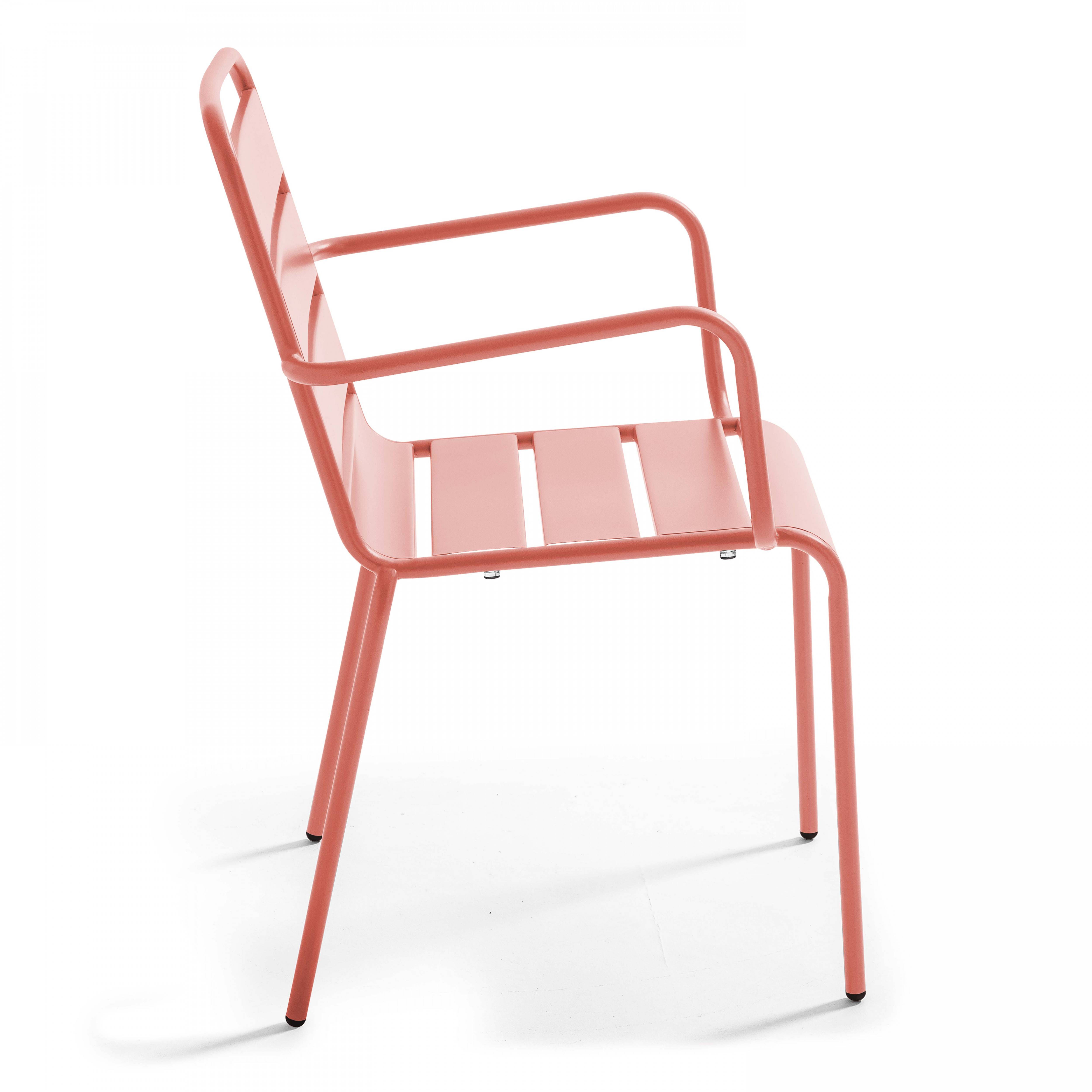 Oviala - Ensemble table de jardin carrée et 4 fauteuils acier argile Palavas - Oviala - Image 5