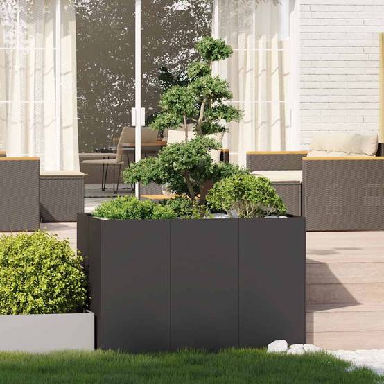 Jardinière | Pot de fleurs | Cache-pot | Bac à fleurs noir 120x80x80 cm acier - Image 3
