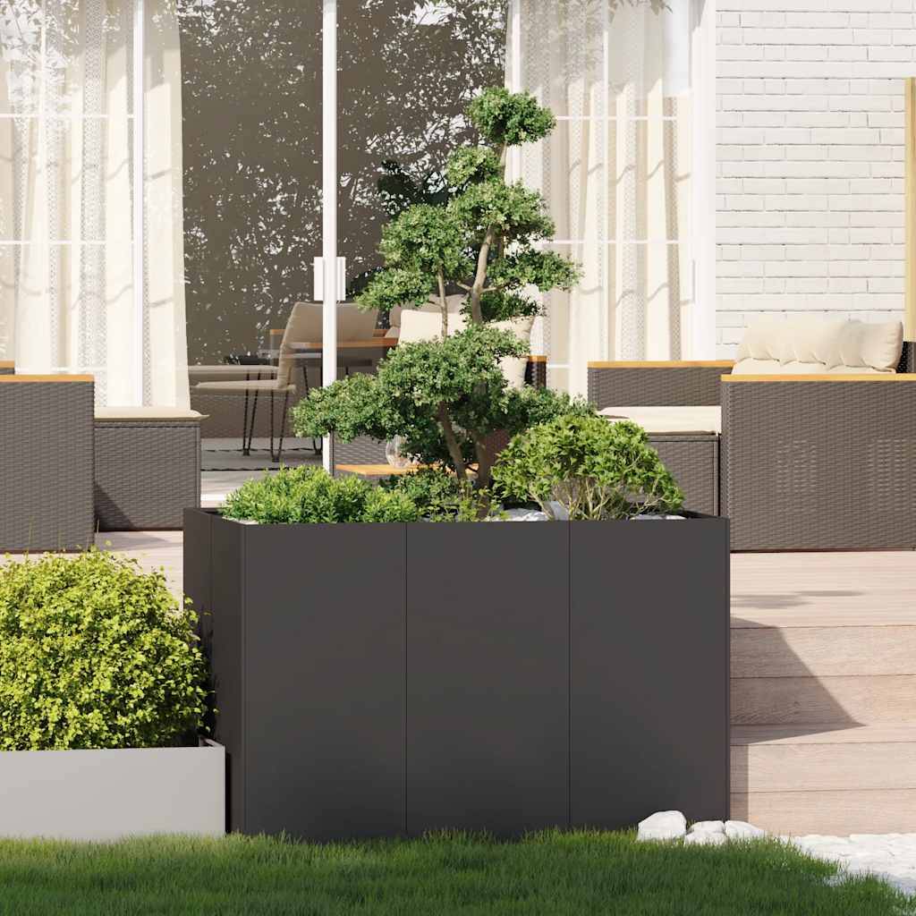 Jardinière | Pot de fleurs | Cache-pot | Bac à fleurs noir 120x80x80 cm acier - Image 3
