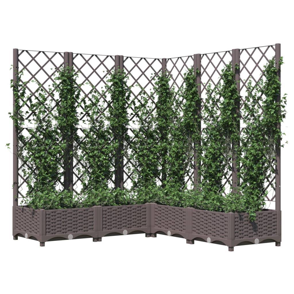 Jardinière, Bac à fleurs, Pot de fleurs avec treillis Marron 120x120x121,5 cm PP - Image 3
