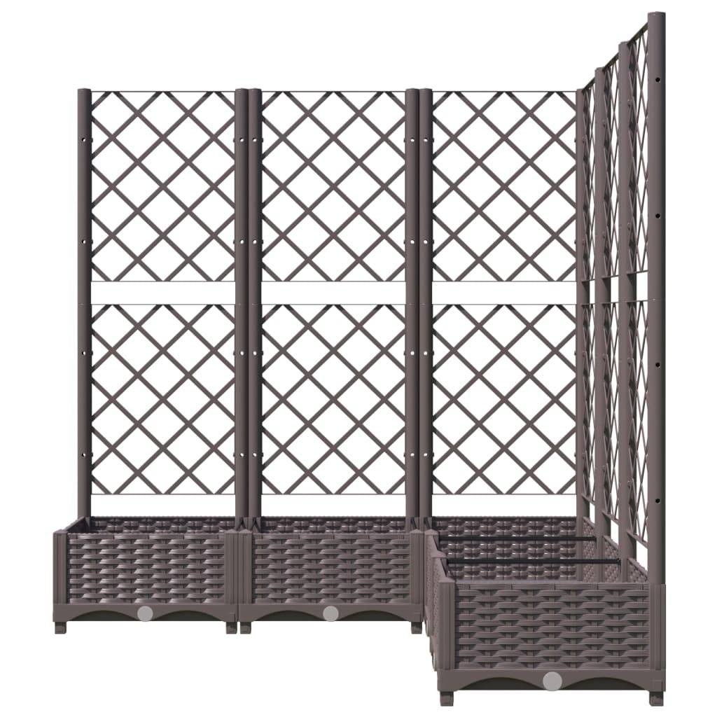 Jardinière, Bac à fleurs, Pot de fleurs avec treillis Marron 120x120x121,5 cm PP - Image 4