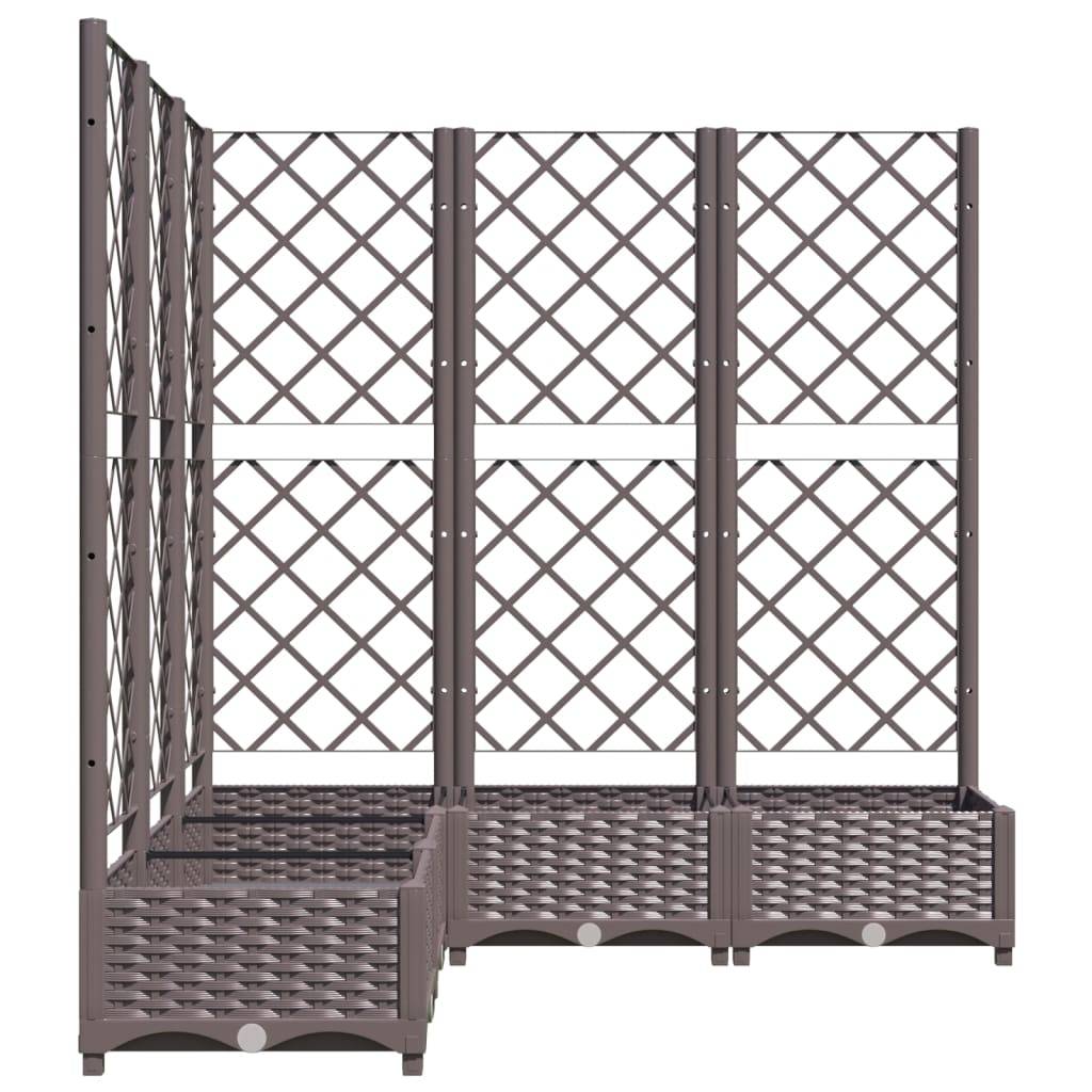 Jardinière, Bac à fleurs, Pot de fleurs avec treillis Marron 120x120x121,5 cm PP - Image 5