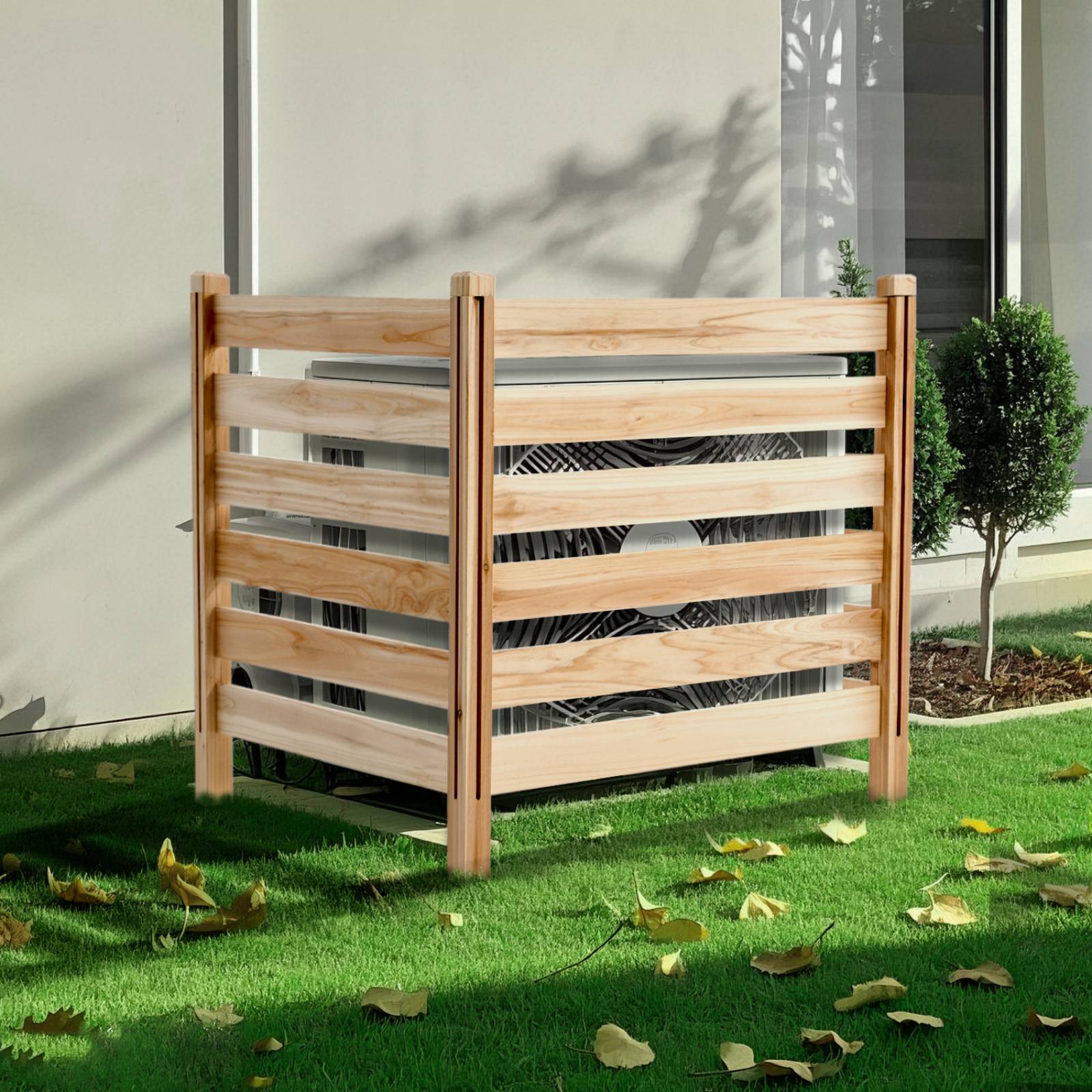 VEVOR Clôture confidentialité bois 91x91cm, 3 panneaux, piquets métal, brise-vue extérieur, jardin. - Image 7