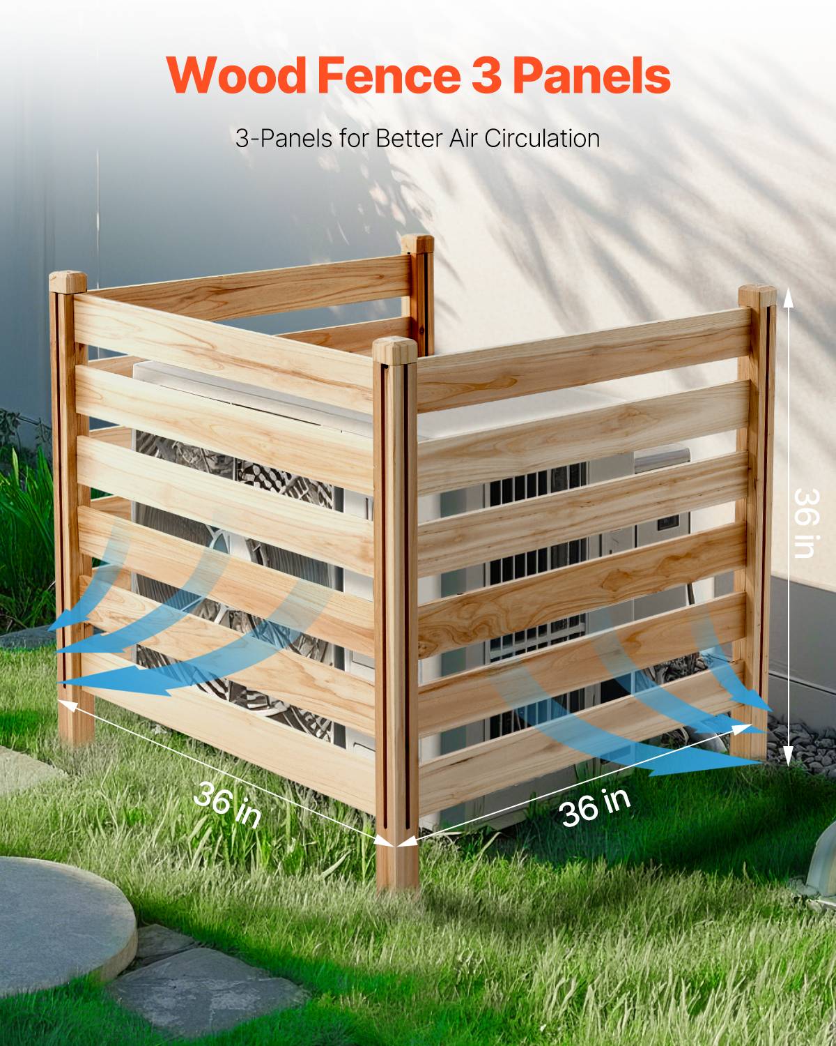 VEVOR Clôture confidentialité bois 91x91cm, 3 panneaux, piquets métal, brise-vue extérieur, jardin. - Image 2