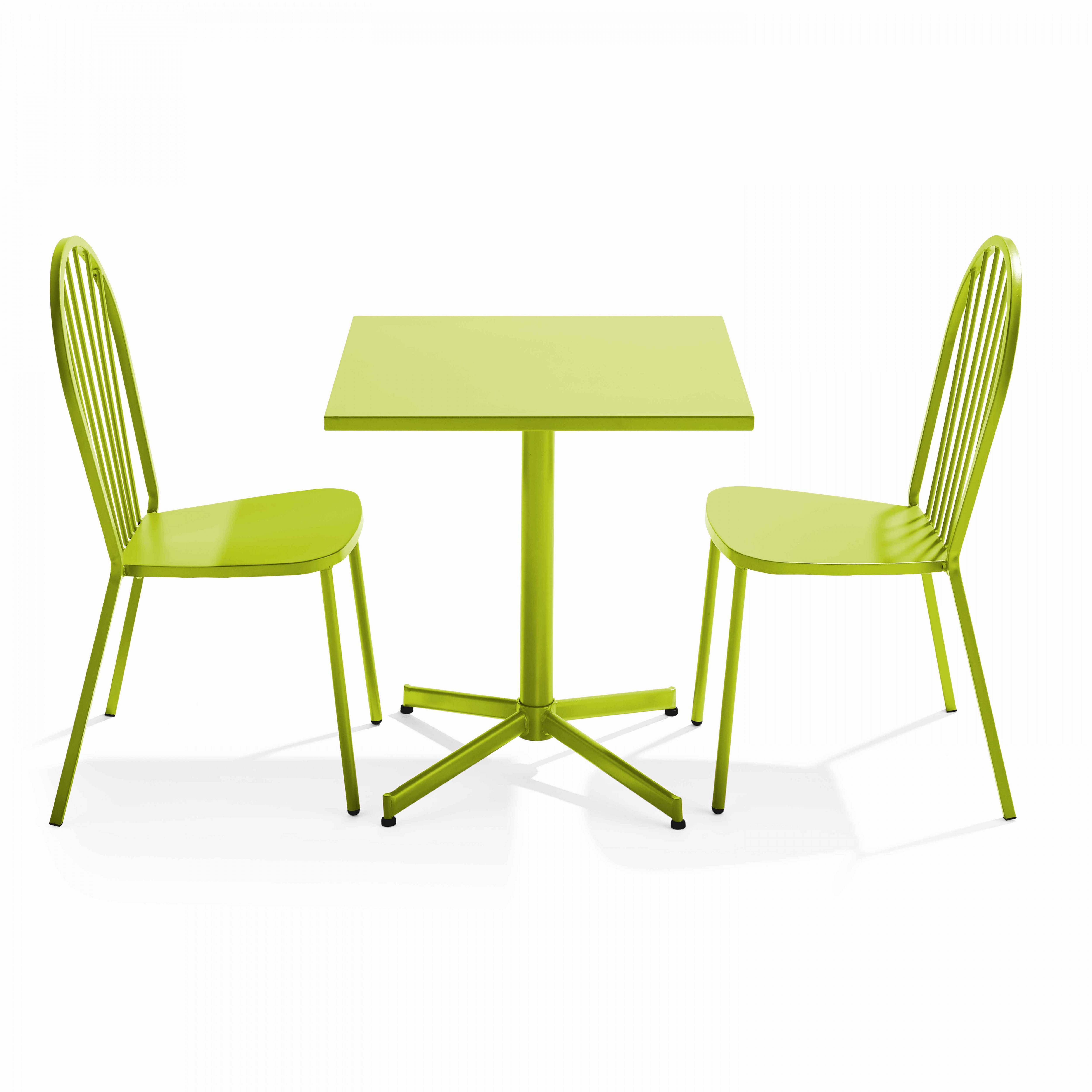 Oviala - Ensemble table carrée de jardin inclinable et 2 chaises bistrot vert Palavas - Oviala - Image 1