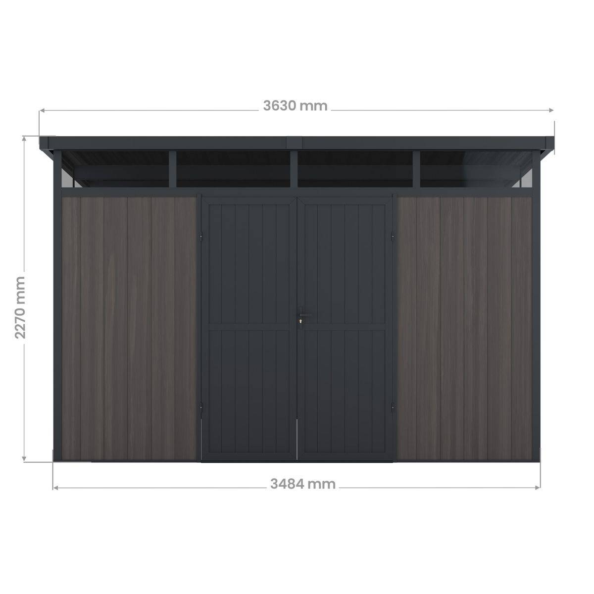 Direct Abris - Abri de Jardin Bois Composite 7,5m2 Gris 363x223x227cm EVORA - Cabane a Outils - Local a Vélo - Image 8