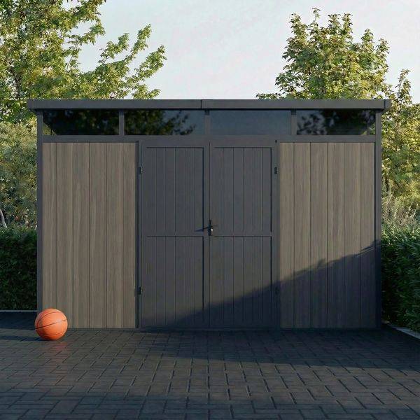 Direct Abris - Abri de Jardin Bois Composite 7,5m2 Gris 363x223x227cm EVORA - Cabane a Outils - Local a Vélo - Image 3