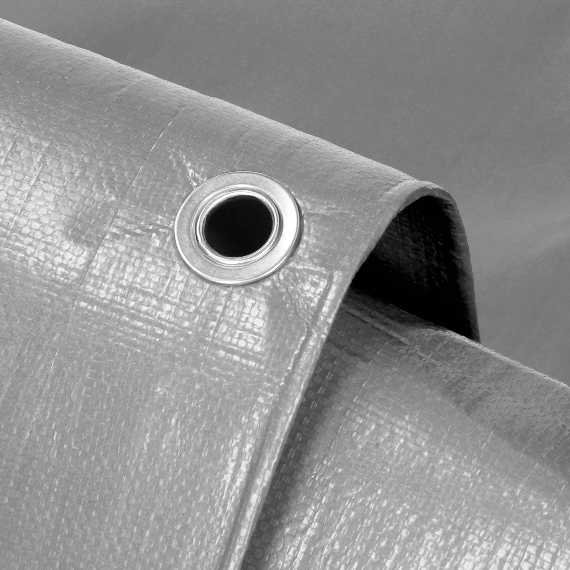 Ecd-Germany - Bâche de Protection Imperméable à l'Eau avec Oeillets - 3x4 m 12m² 260 g/m² - Polyéthylène PE Gris- Résistant à la Moisissure - Image 2