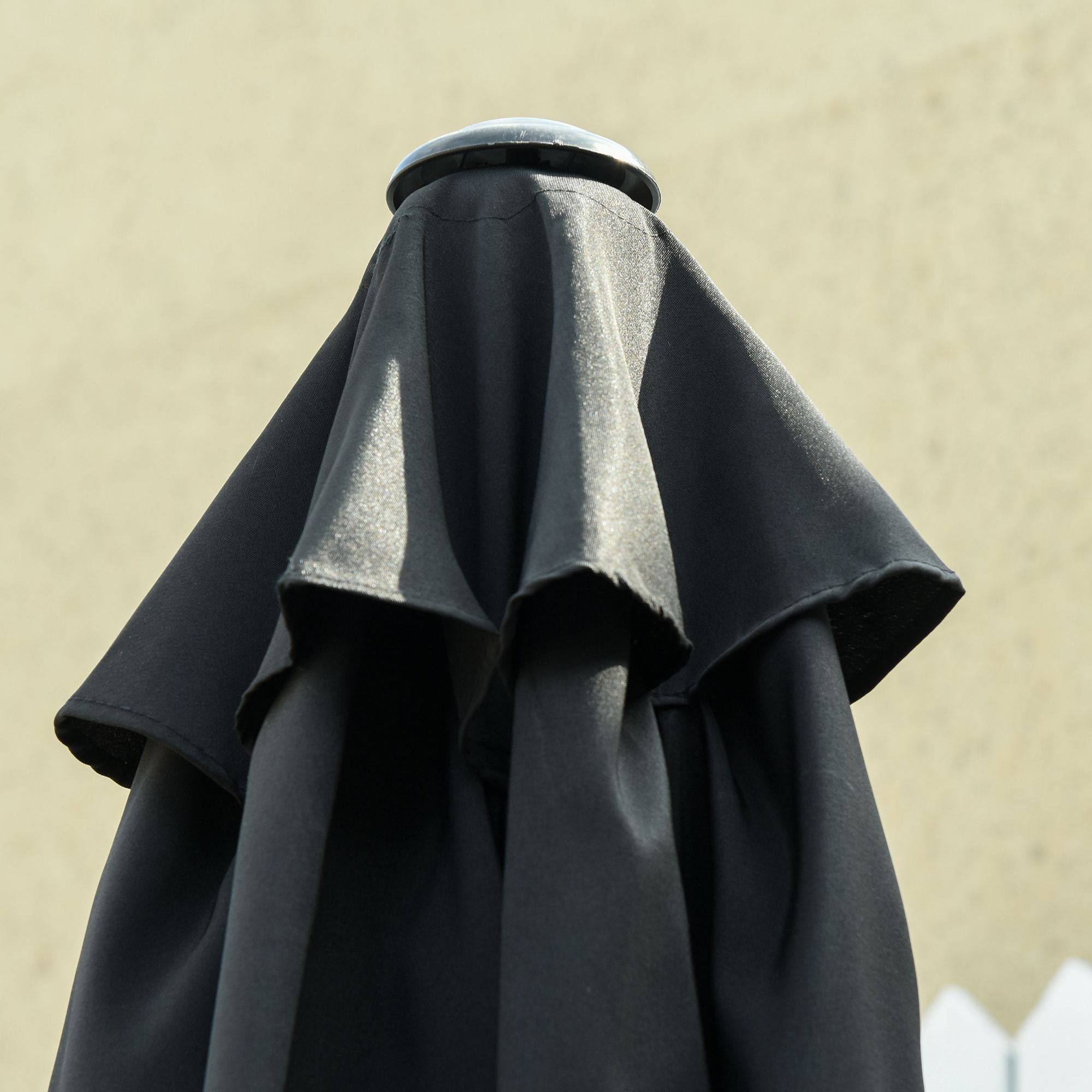 Parasol droit parasol inclinable de jardin manivelle toile polyester haute densité 180 g/m² Ø2,6 x 2,35 m aluminium noir - Image 8