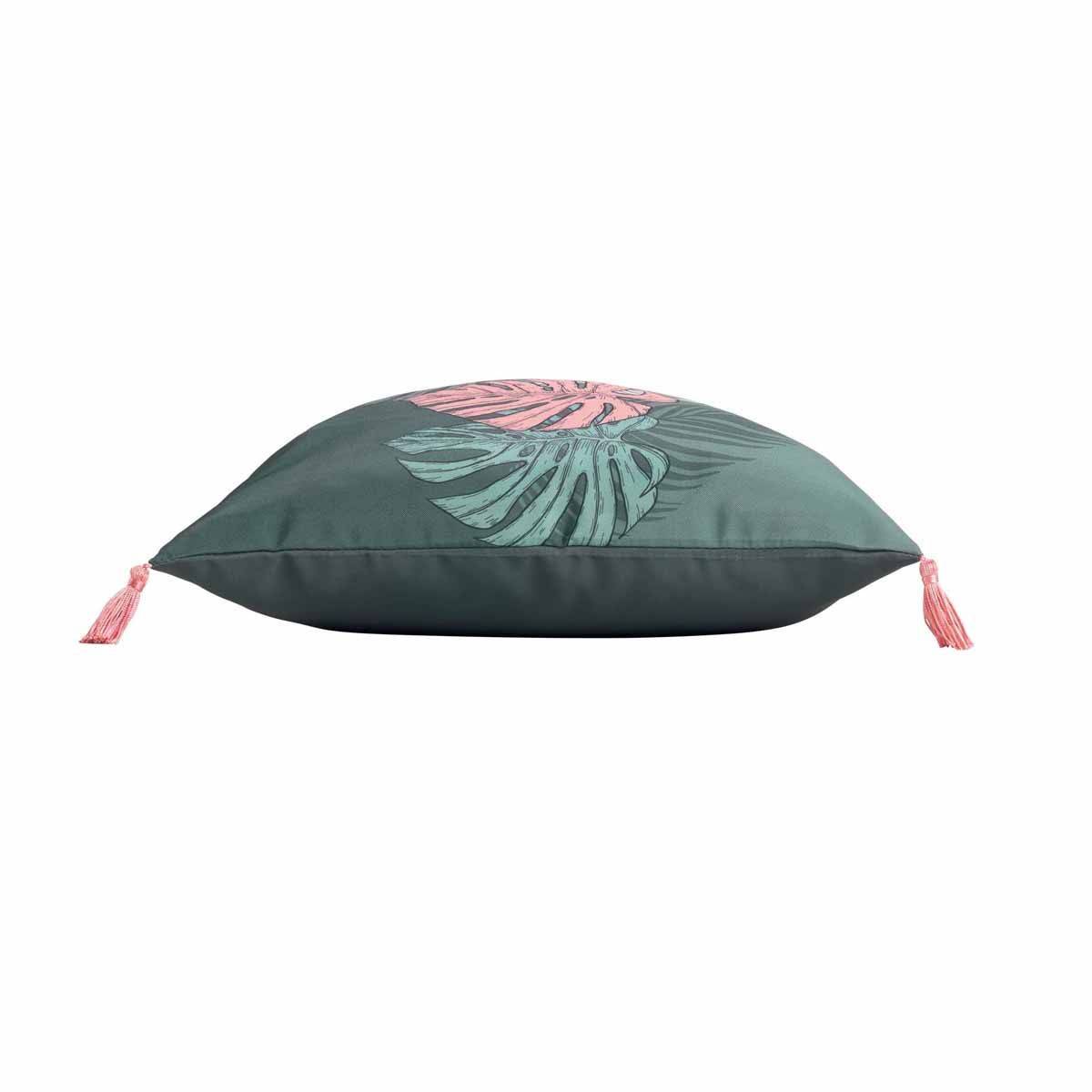 Coussin à Pompons "Jardin Intérieur" 40x40cm Vert - Image 2