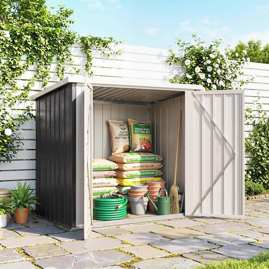 Abri de jardin extérieur 1,26 m² (147 x 86 x 134 cm) avec 2 portes et serrure, noir, idéal pour le rangement d'outils. - Image 3