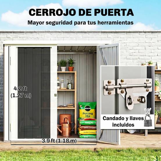 Abri de jardin extérieur 1,26 m² (147 x 86 x 134 cm) avec 2 portes et serrure, noir, idéal pour le rangement d'outils. - Image 7