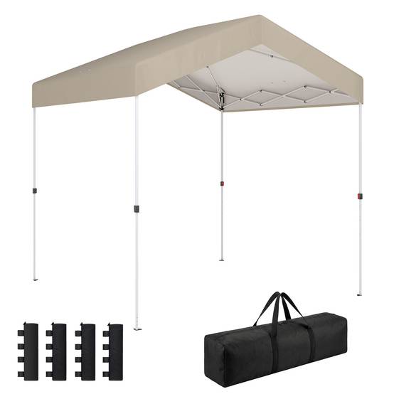 Tente pliante 2,4 x 2,4 m, montage instantané, protection UPF50+, verrouillage centralisé, hauteur réglable, sac de transport, sacs de lestage beige - Image 1