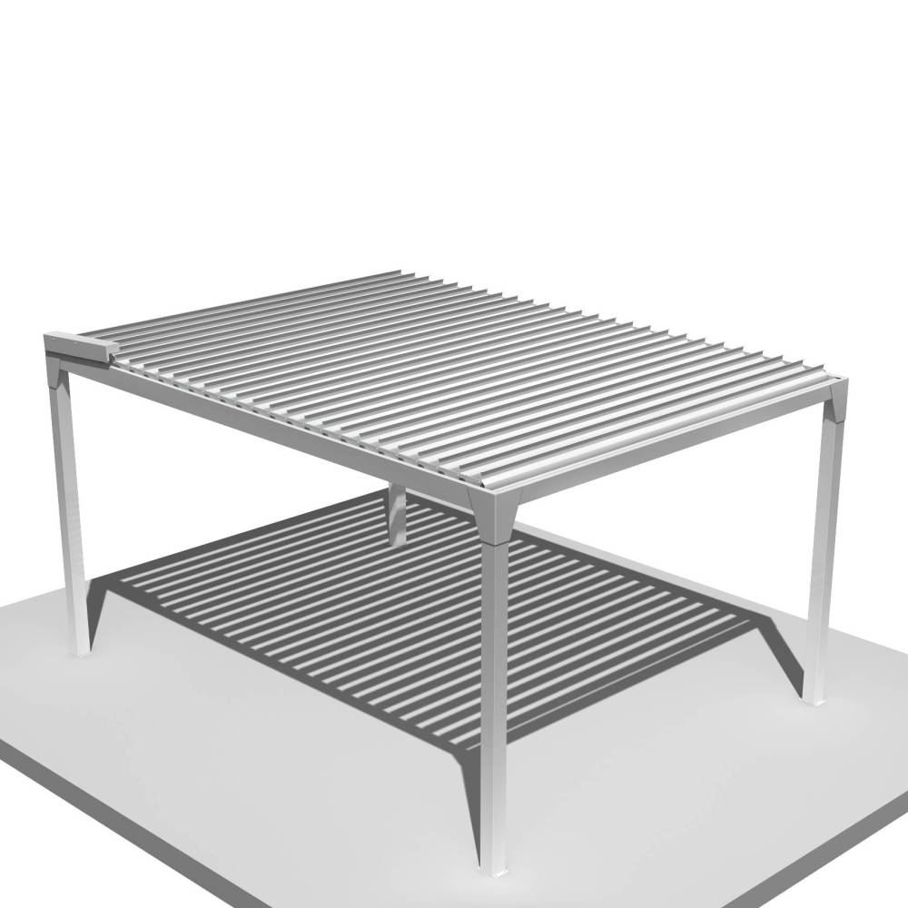 Intersun - Pergola Bioclimatique BERYL Ilot - Blanc - 3,50x4,00 M - Vérin à Télécommande - Image 1