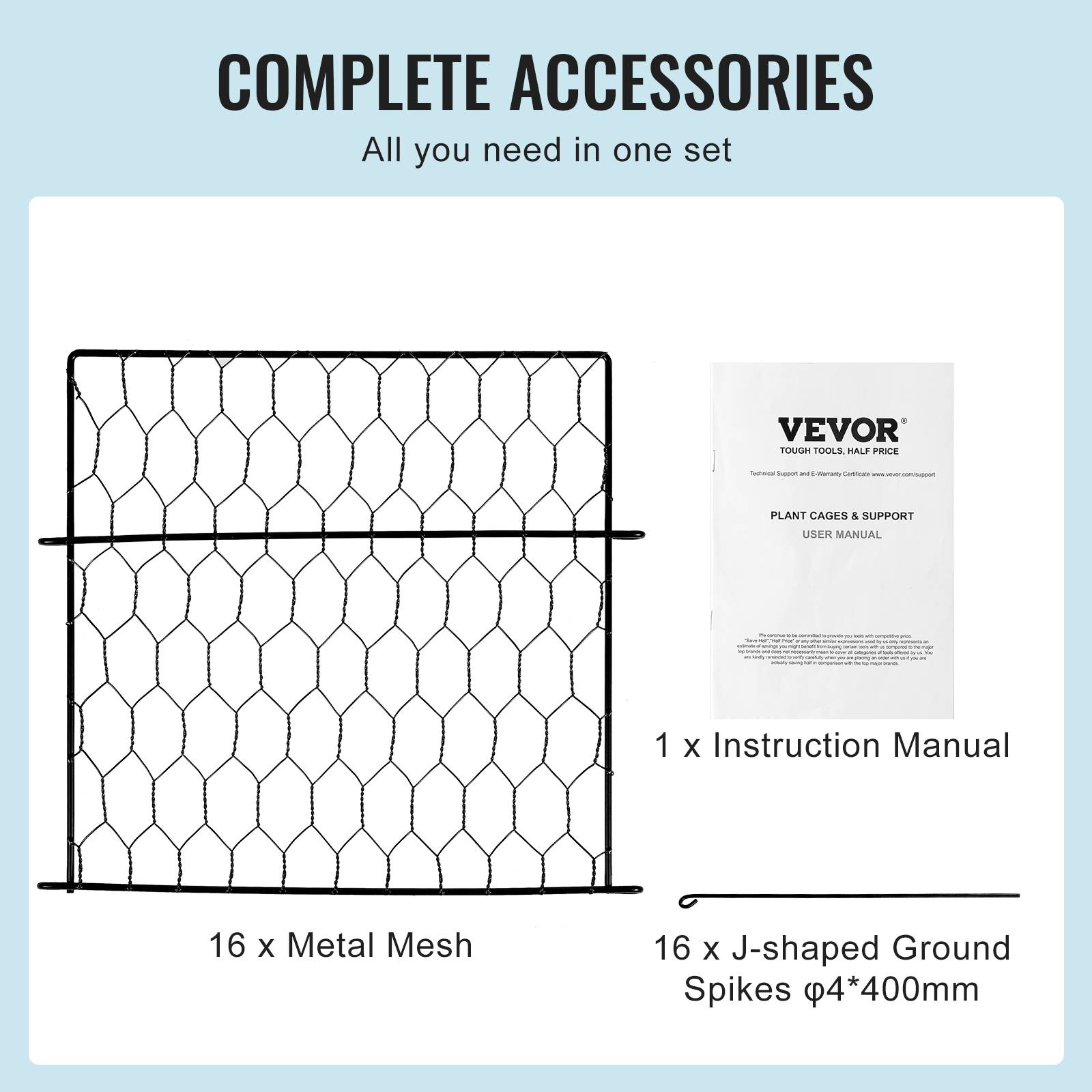 VEVOR Lot 4 protections plantes, grillage 34x34cm, maille métallique, lapins. - Image 5