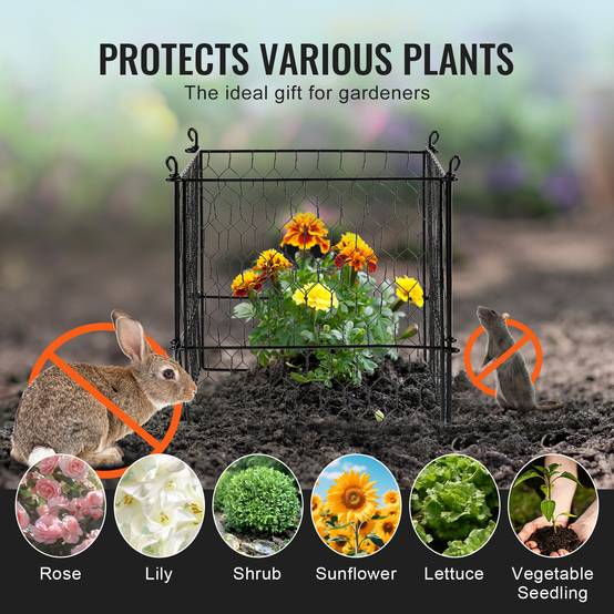 VEVOR Lot 4 protections plantes, grillage 34x34cm, maille métallique, lapins. - Image 6