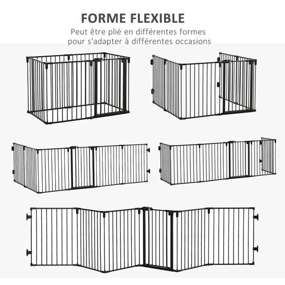 Pare feu barrière sécurité acier chien sans perçage modulable 6 panneaux 362x76 noir - ComfortXL Outdoor Living - Image 7