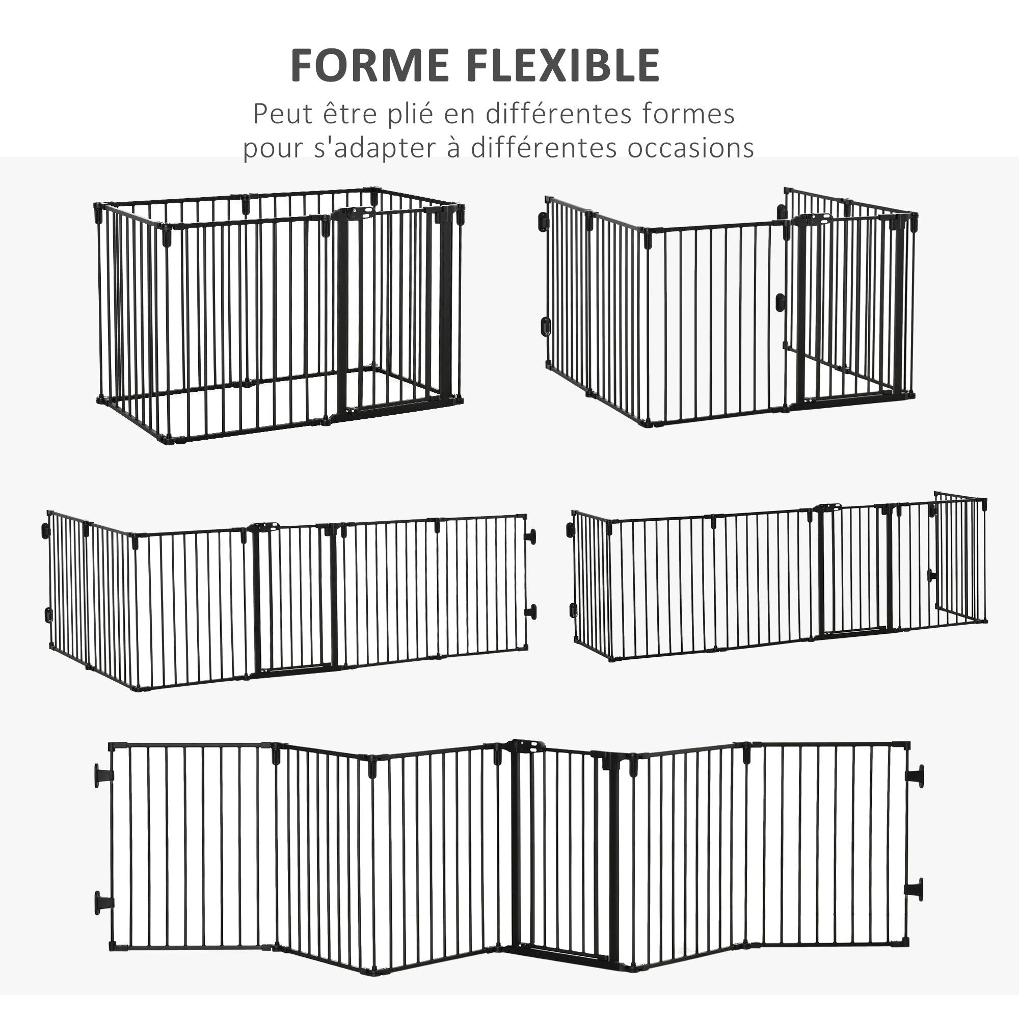 Pare feu barrière sécurité acier chien sans perçage modulable 6 panneaux 362x76 noir - ComfortXL Outdoor Living - Image 7
