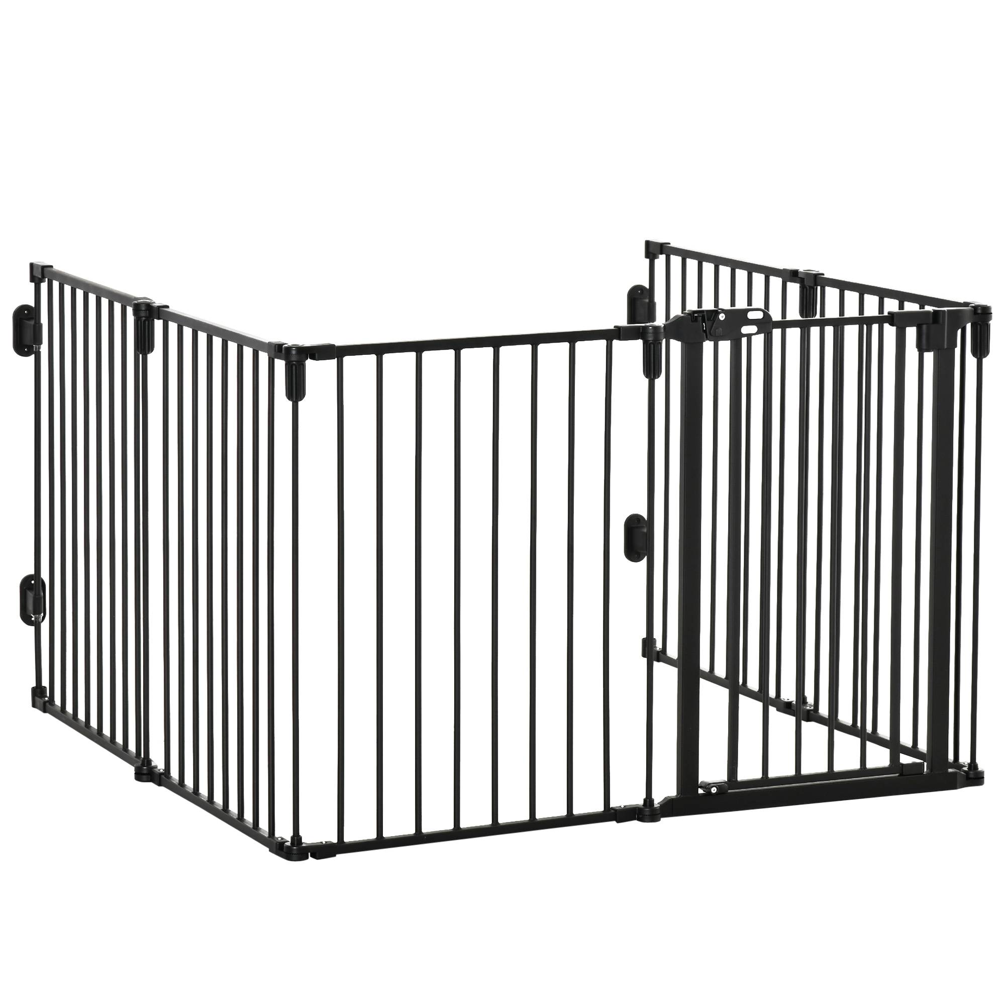 Pare feu barrière sécurité acier chien sans perçage modulable 6 panneaux 362x76 noir - ComfortXL Outdoor Living - Image 2