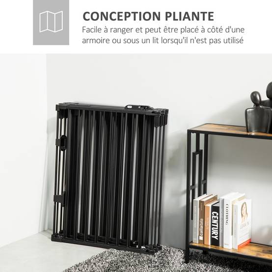 Pare feu barrière sécurité acier chien sans perçage modulable 6 panneaux 362x76 noir - ComfortXL Outdoor Living - Image 10