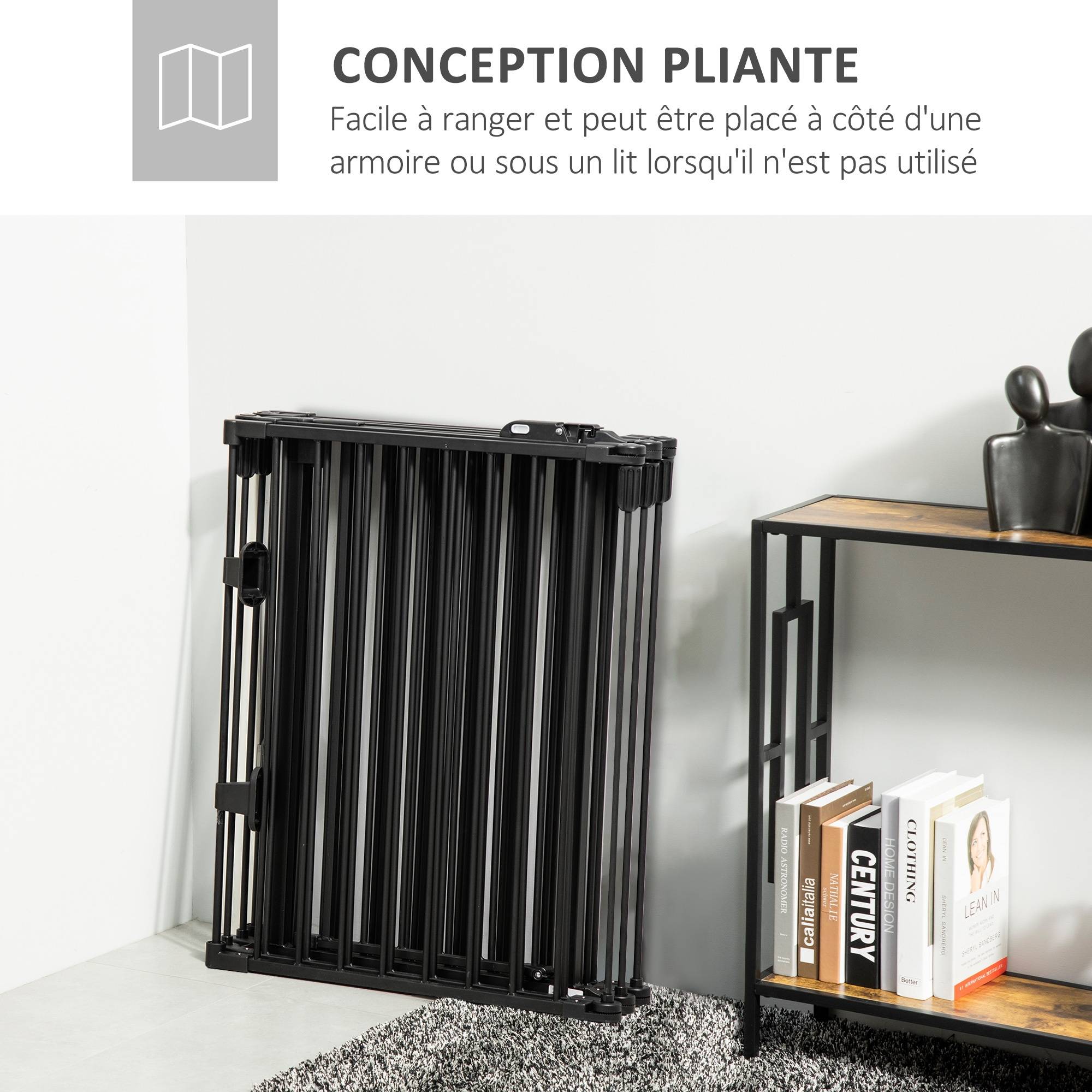 Pare feu barrière sécurité acier chien sans perçage modulable 6 panneaux 362x76 noir - ComfortXL Outdoor Living - Image 10